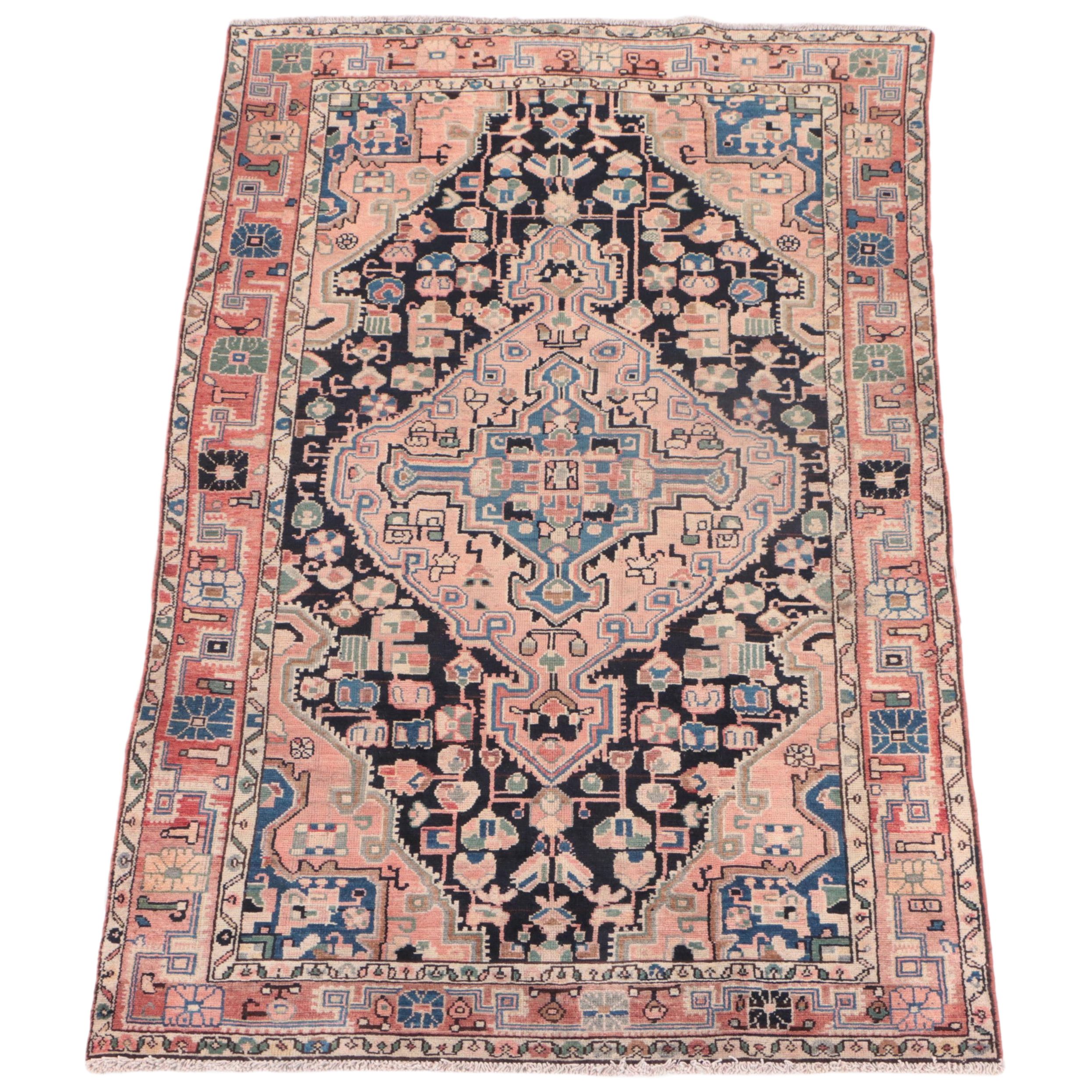 4'1 x 6'11 Hand-Knotted Persian Kashmar Area Rug