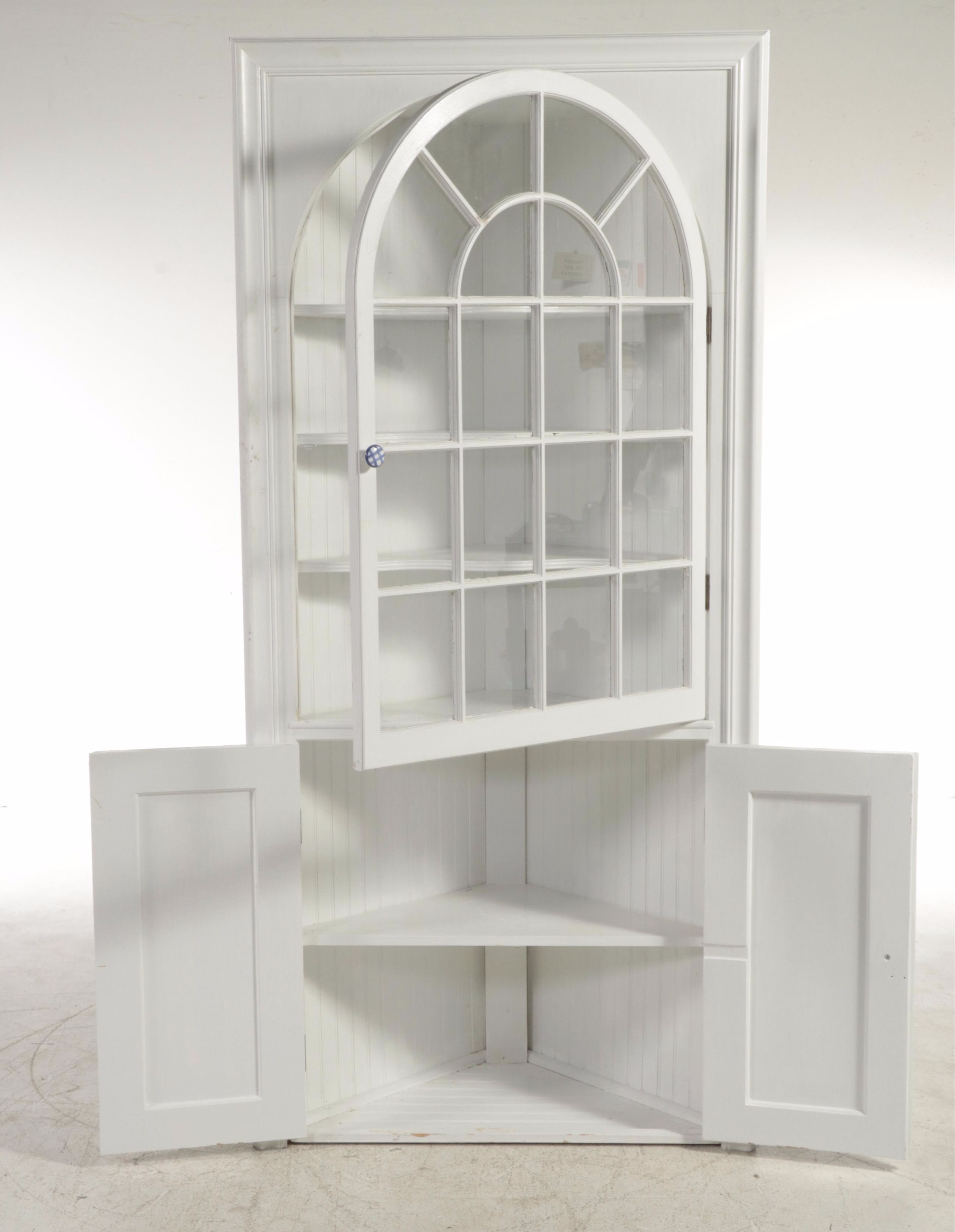 Federal Style White-Painted Corner Cabinet, 20th Century