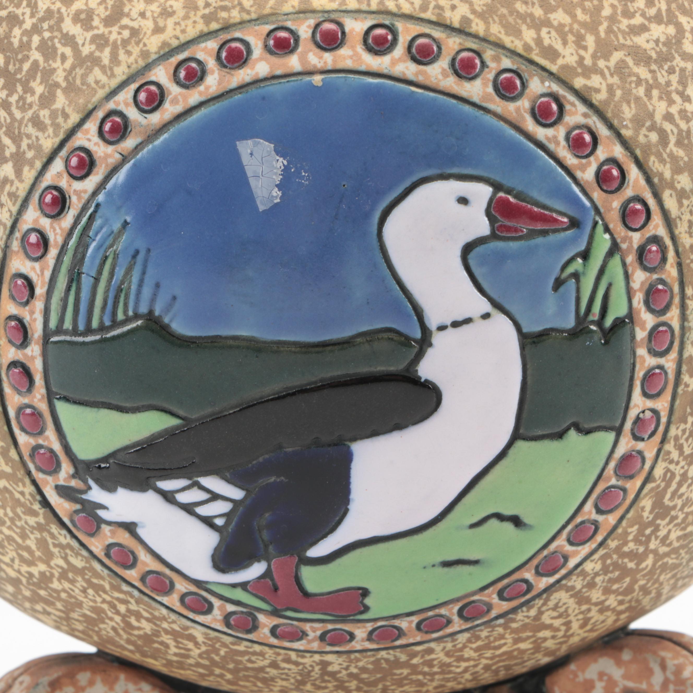 Amphora Pottery Covered Jar with Fox Finial