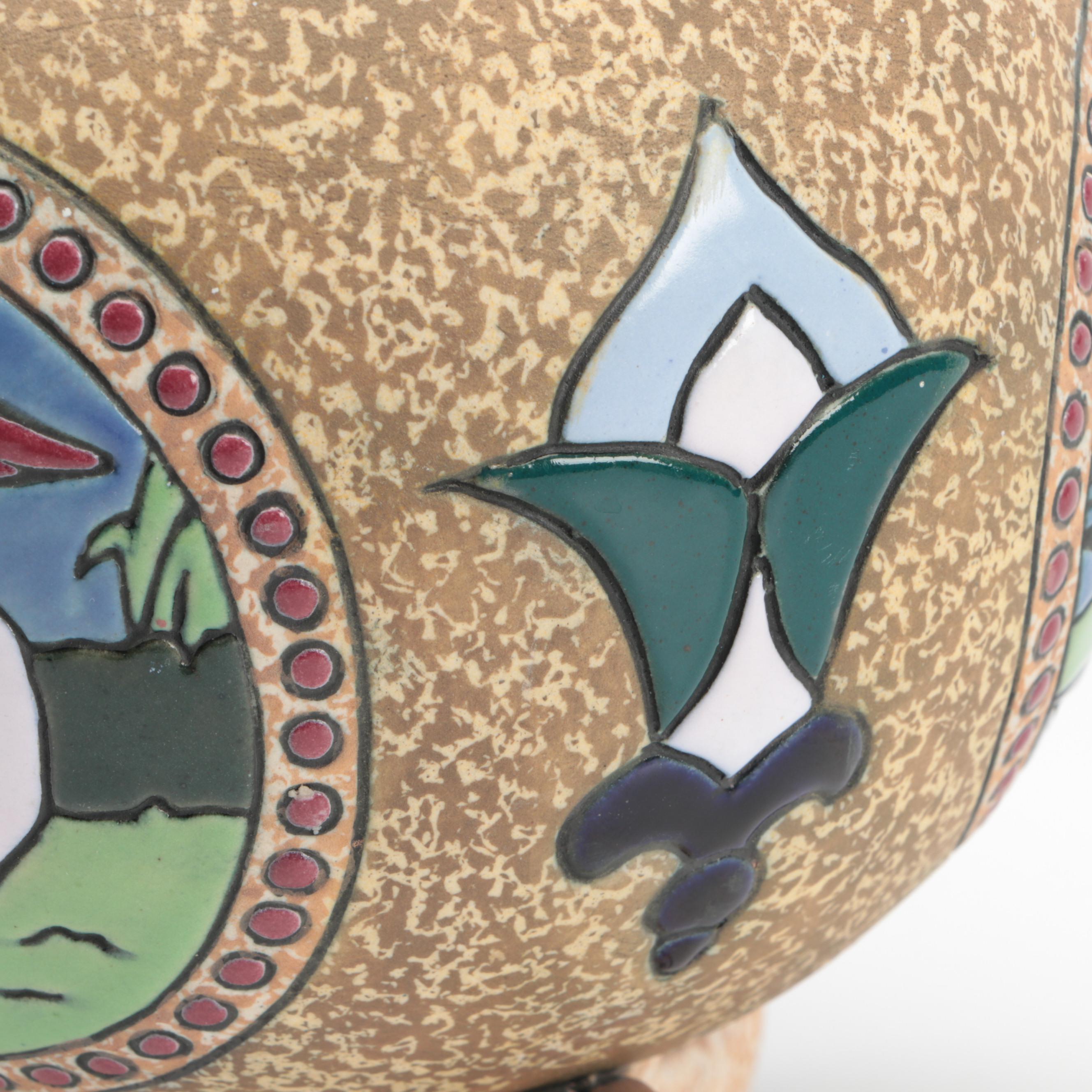 Amphora Pottery Covered Jar with Fox Finial