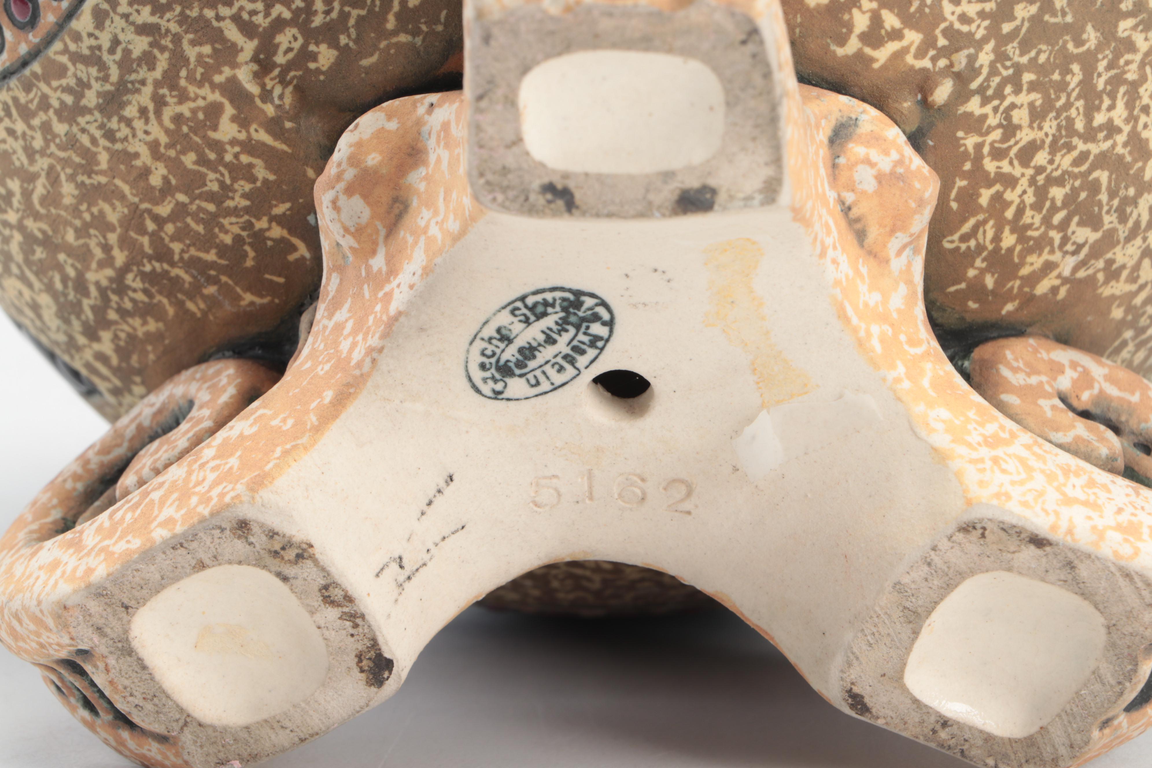 Amphora Pottery Covered Jar with Fox Finial