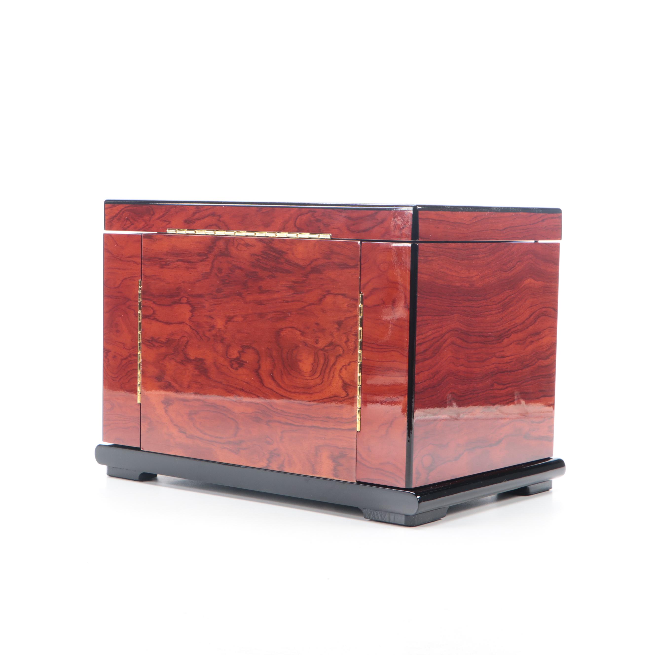 High Gloss Jere Hardwood Jewelry Chest with Chocolate Interior