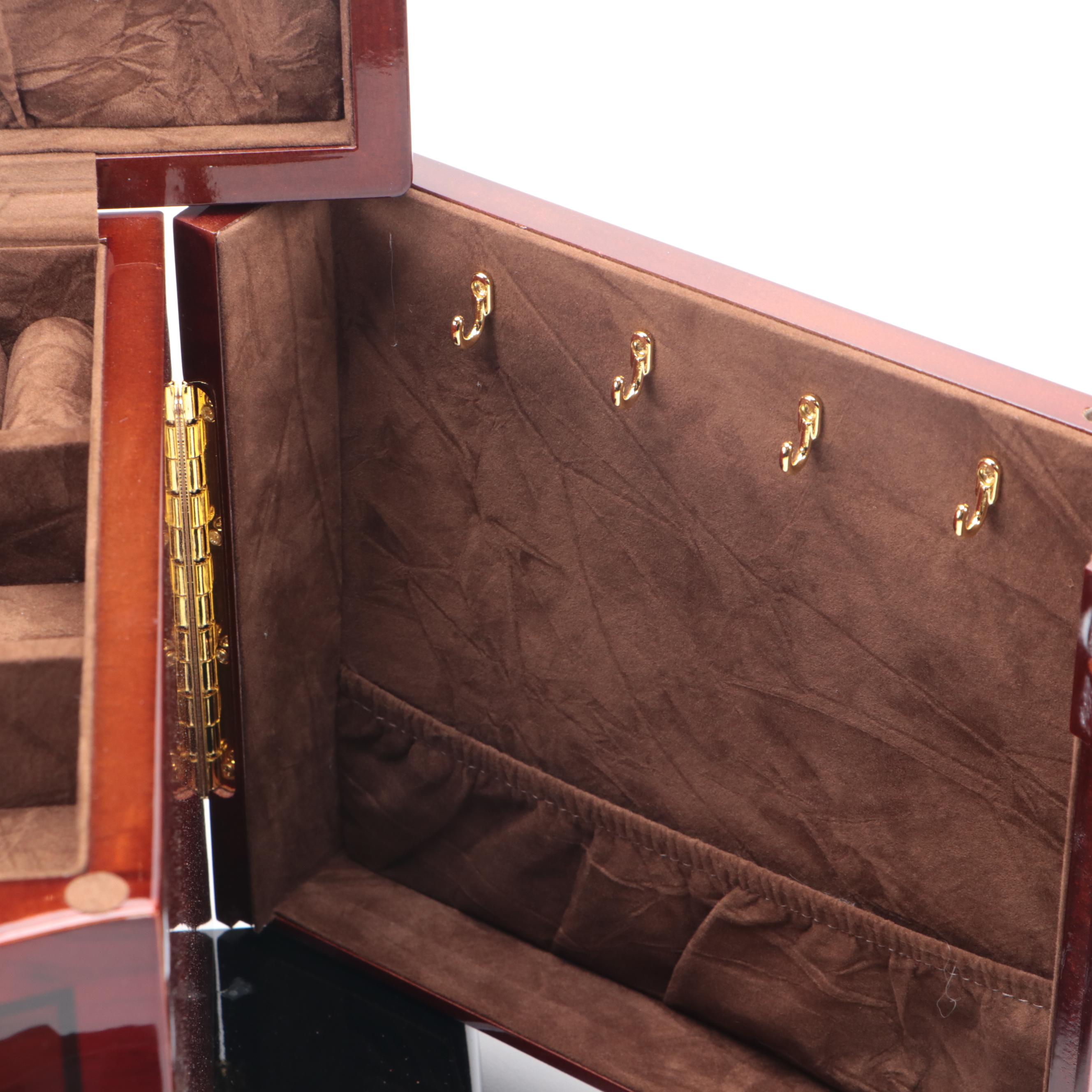 High Gloss Jere Hardwood Jewelry Chest with Chocolate Interior