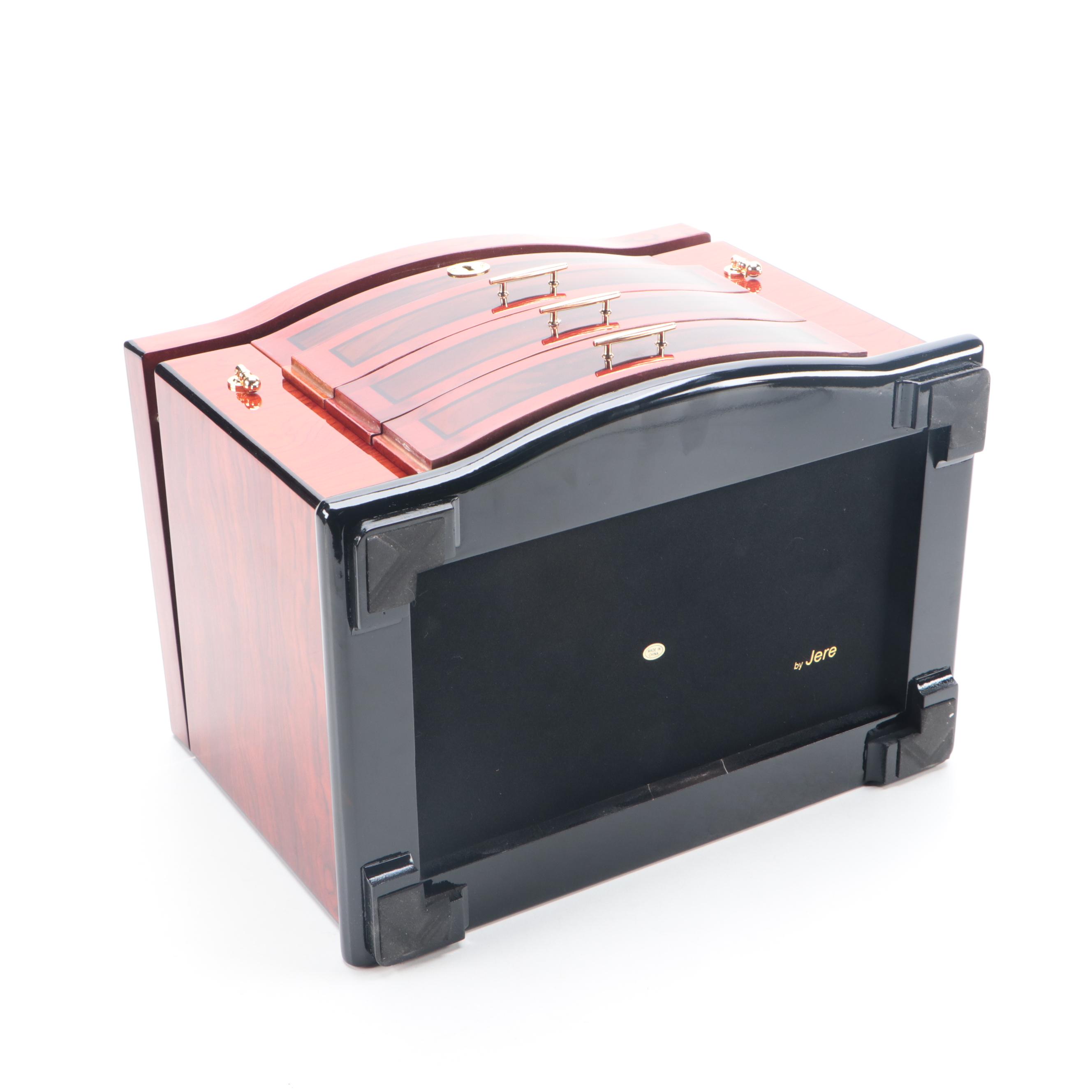 High Gloss Jere Hardwood Jewelry Chest with Chocolate Interior