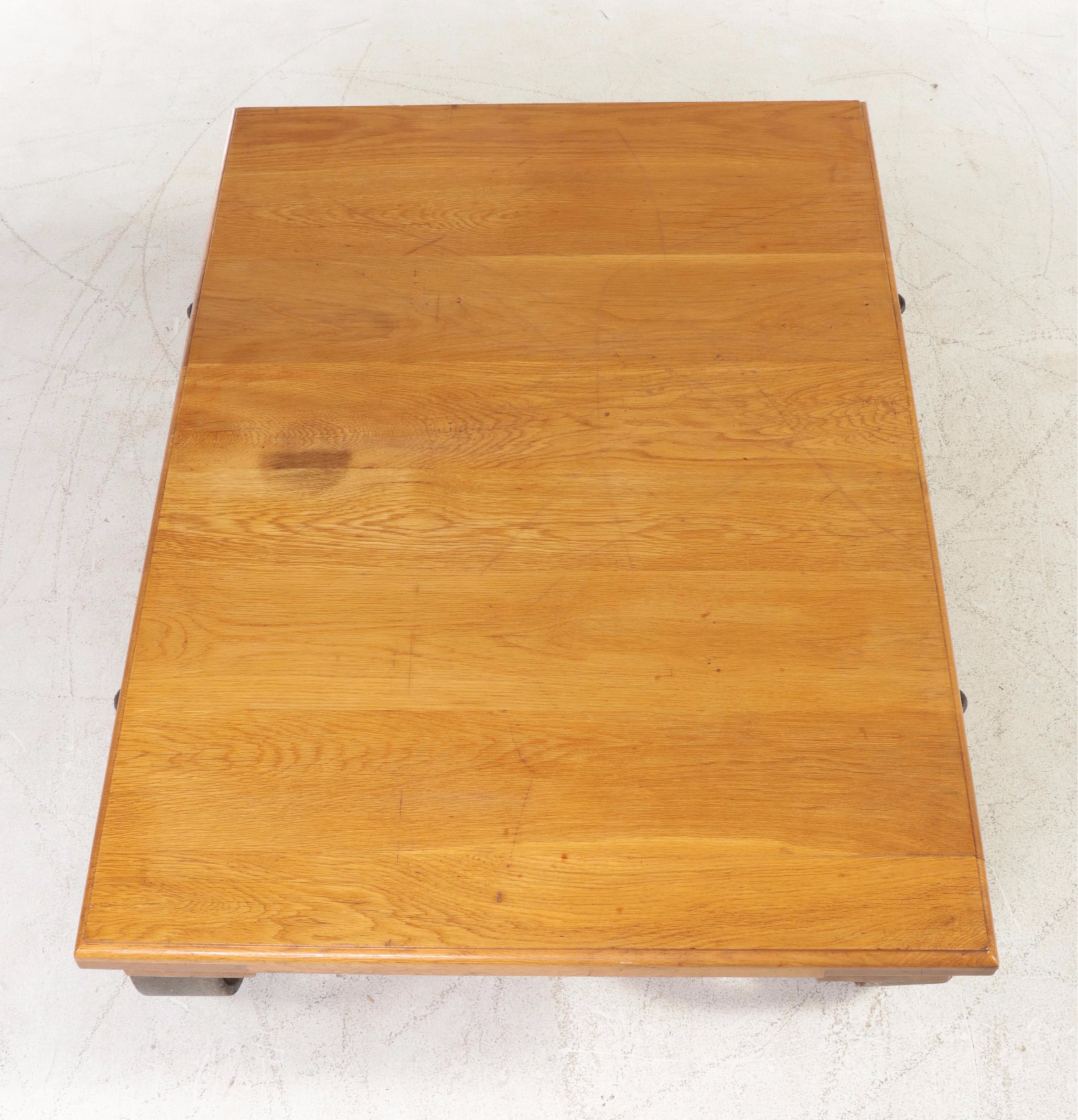 Oak Industrial Cart Coffee Table