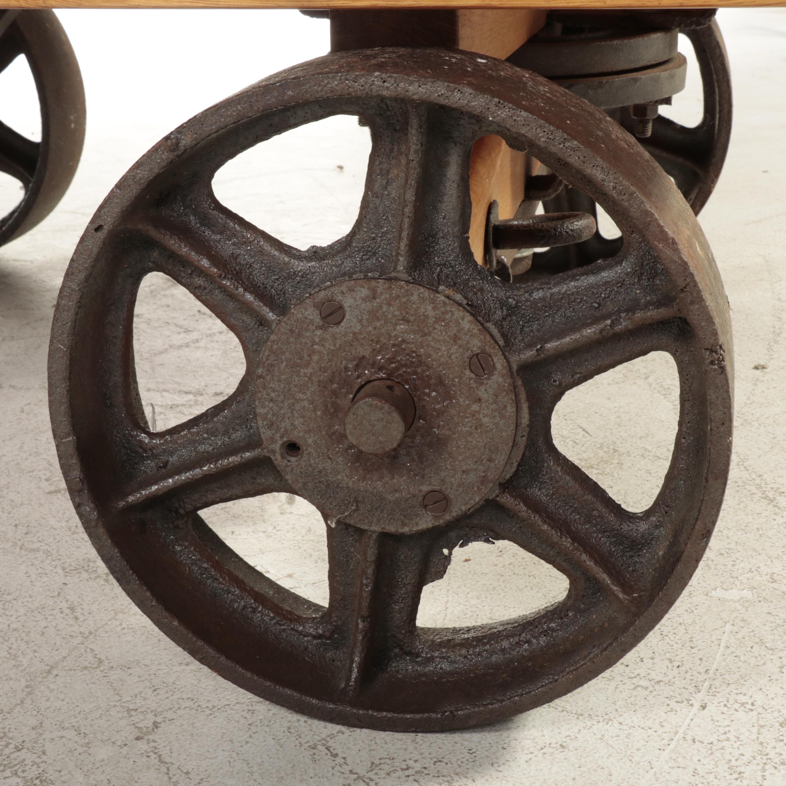 Oak Industrial Cart Coffee Table