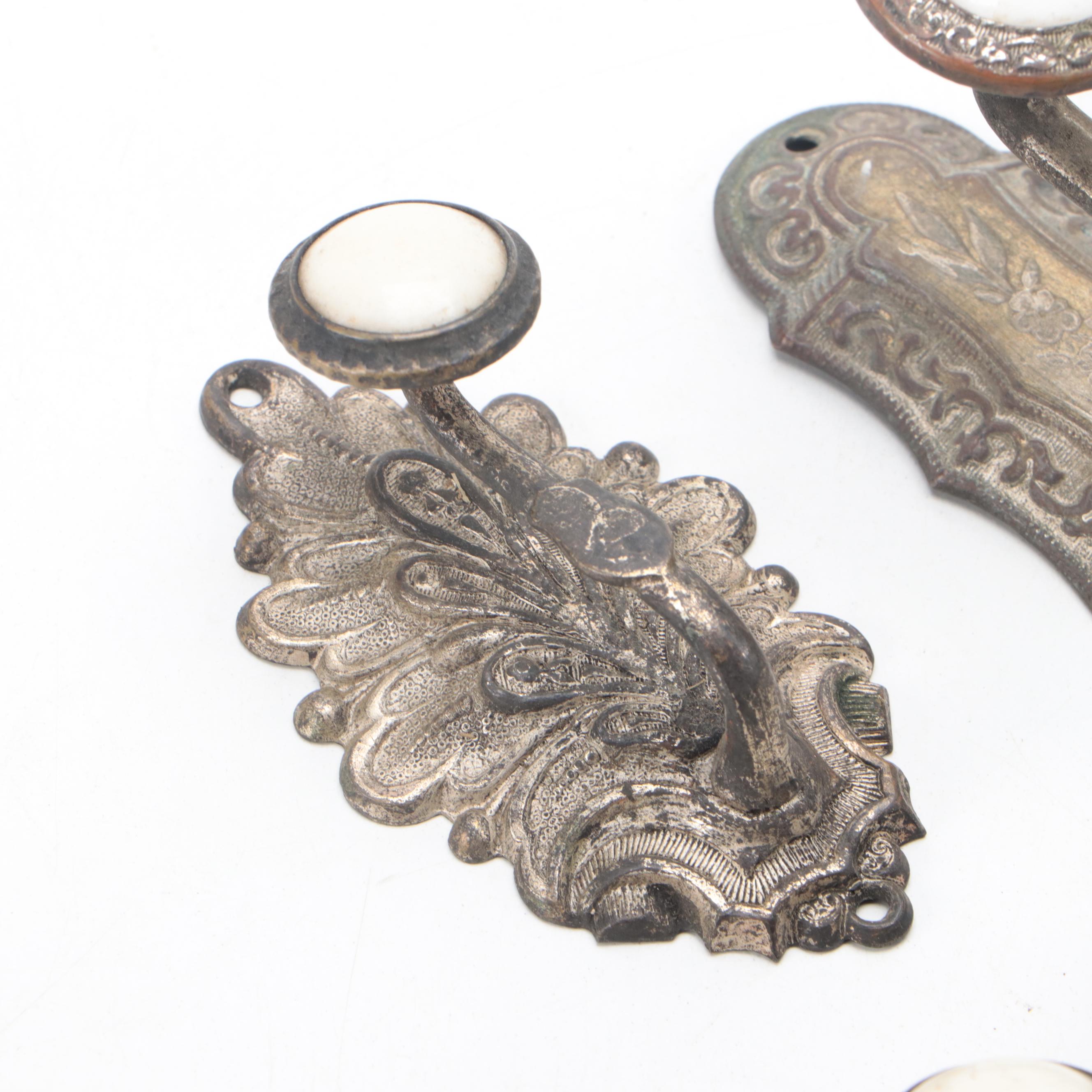 Victorian Wall Hooks with Decorative Backing Plates
