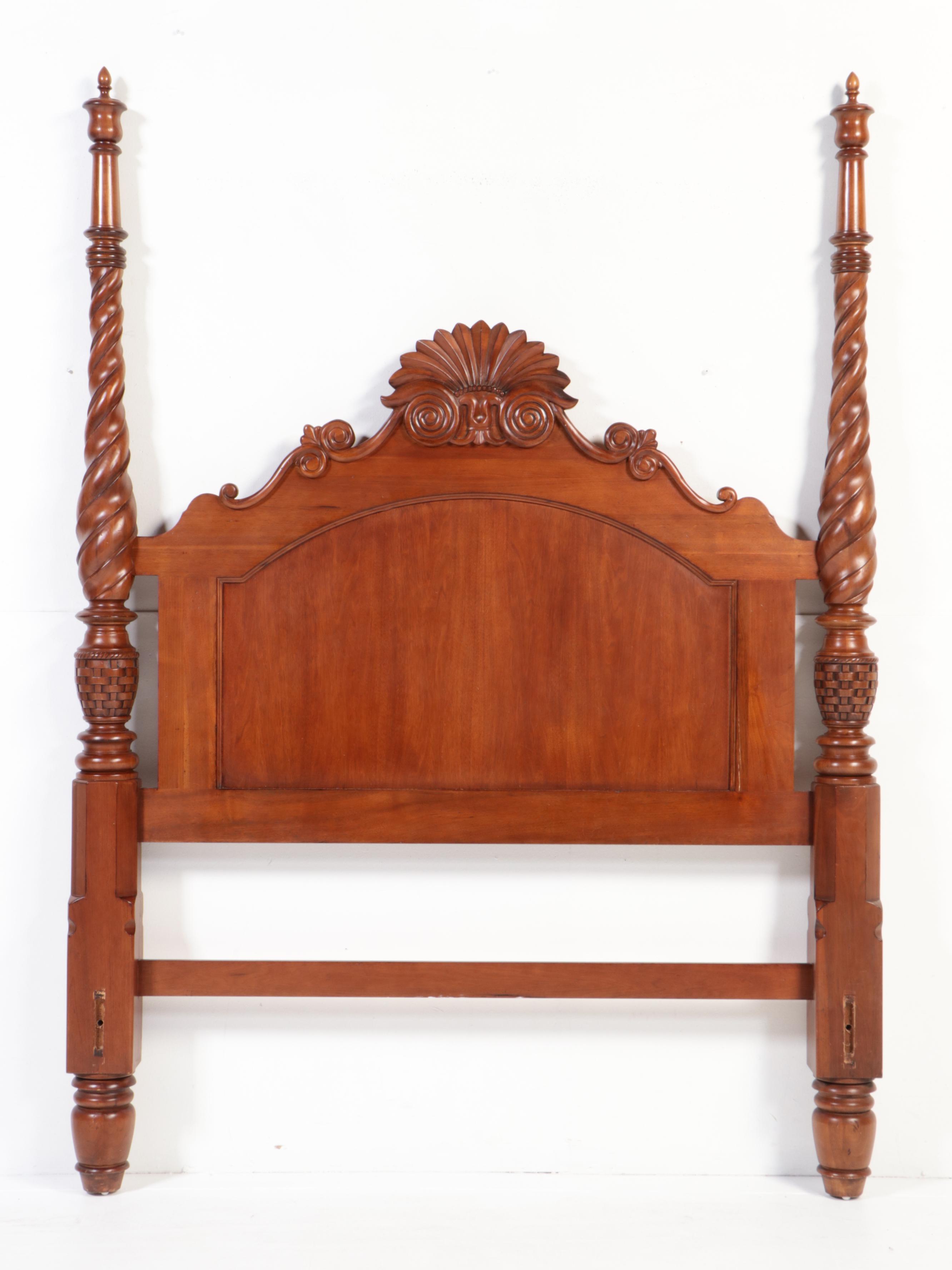 Carved Cherry Queen Size Four Poster Bed Frame