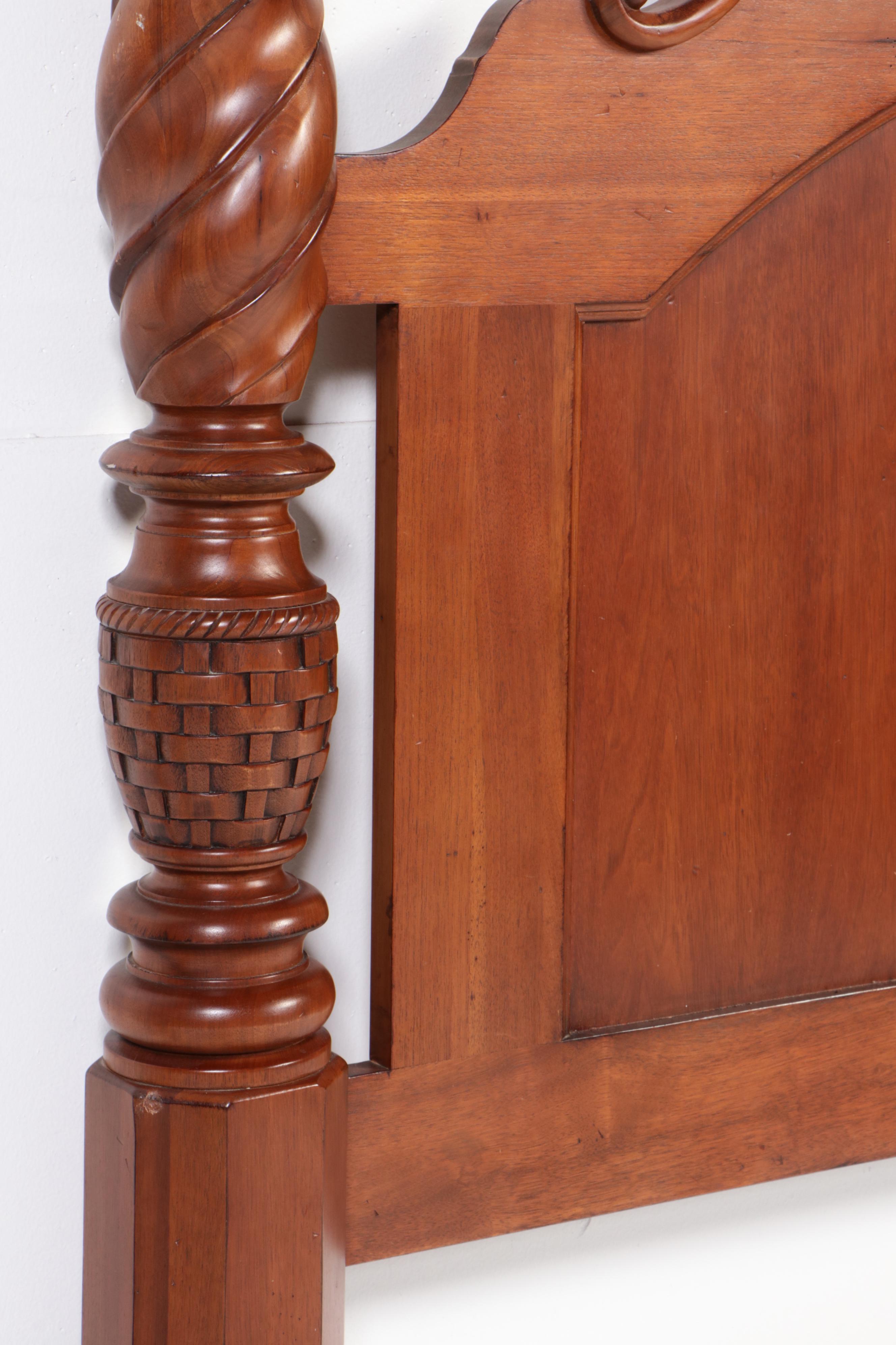 Carved Cherry Queen Size Four Poster Bed Frame