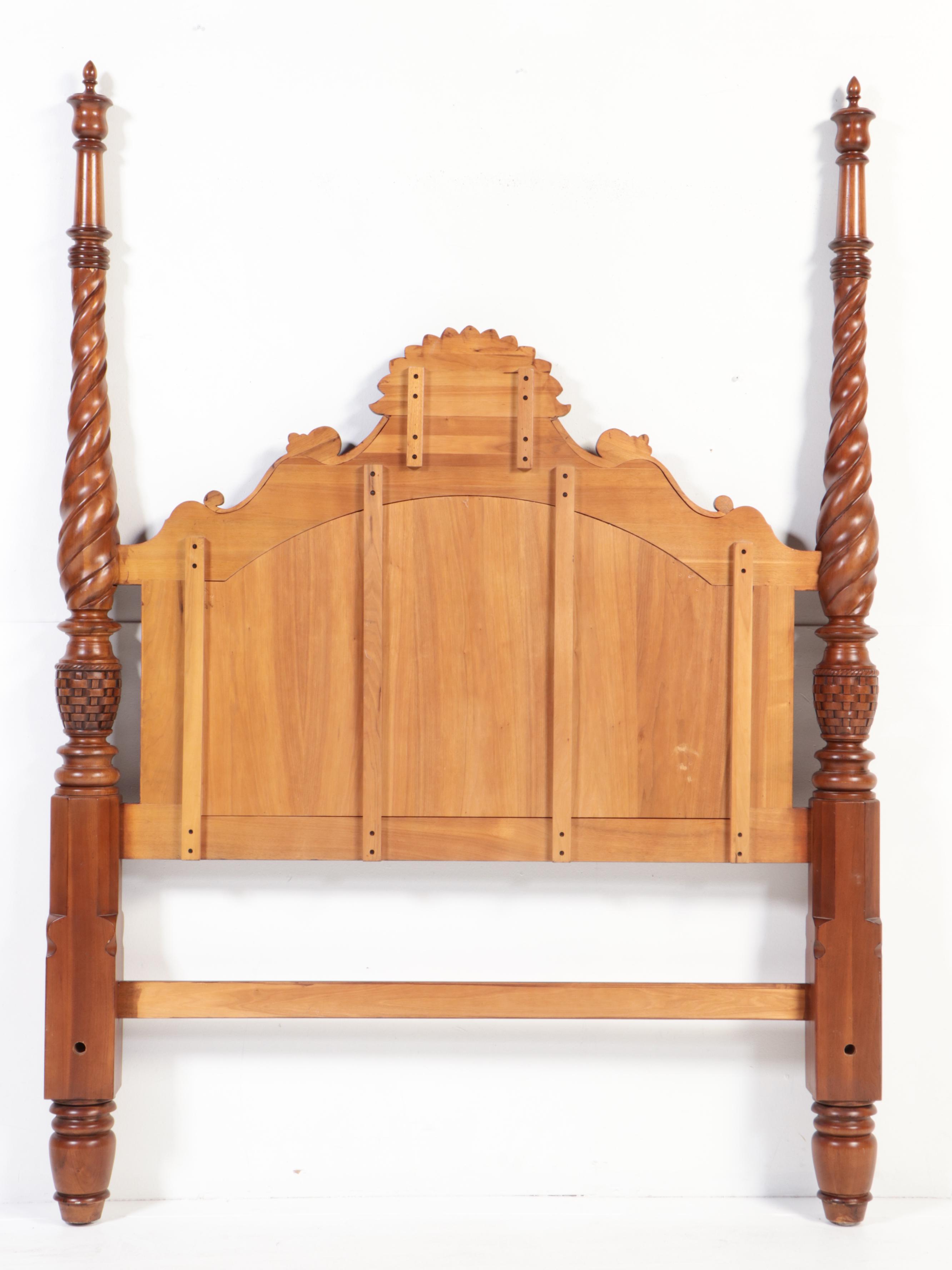 Carved Cherry Queen Size Four Poster Bed Frame