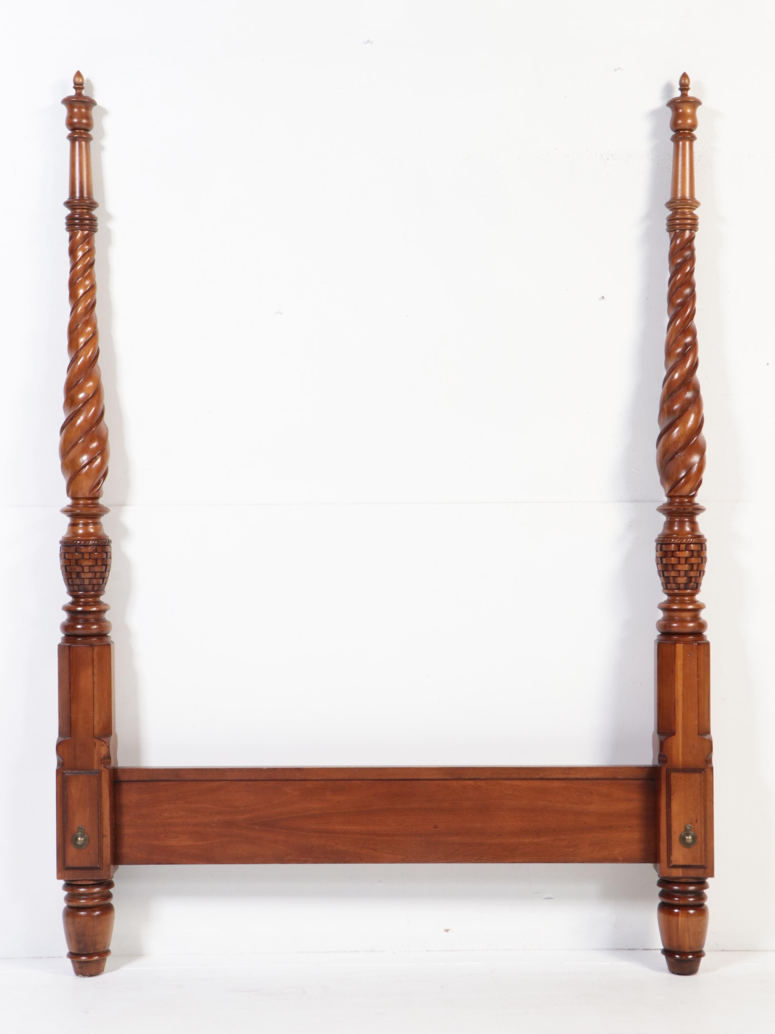 Carved Cherry Queen Size Four Poster Bed Frame