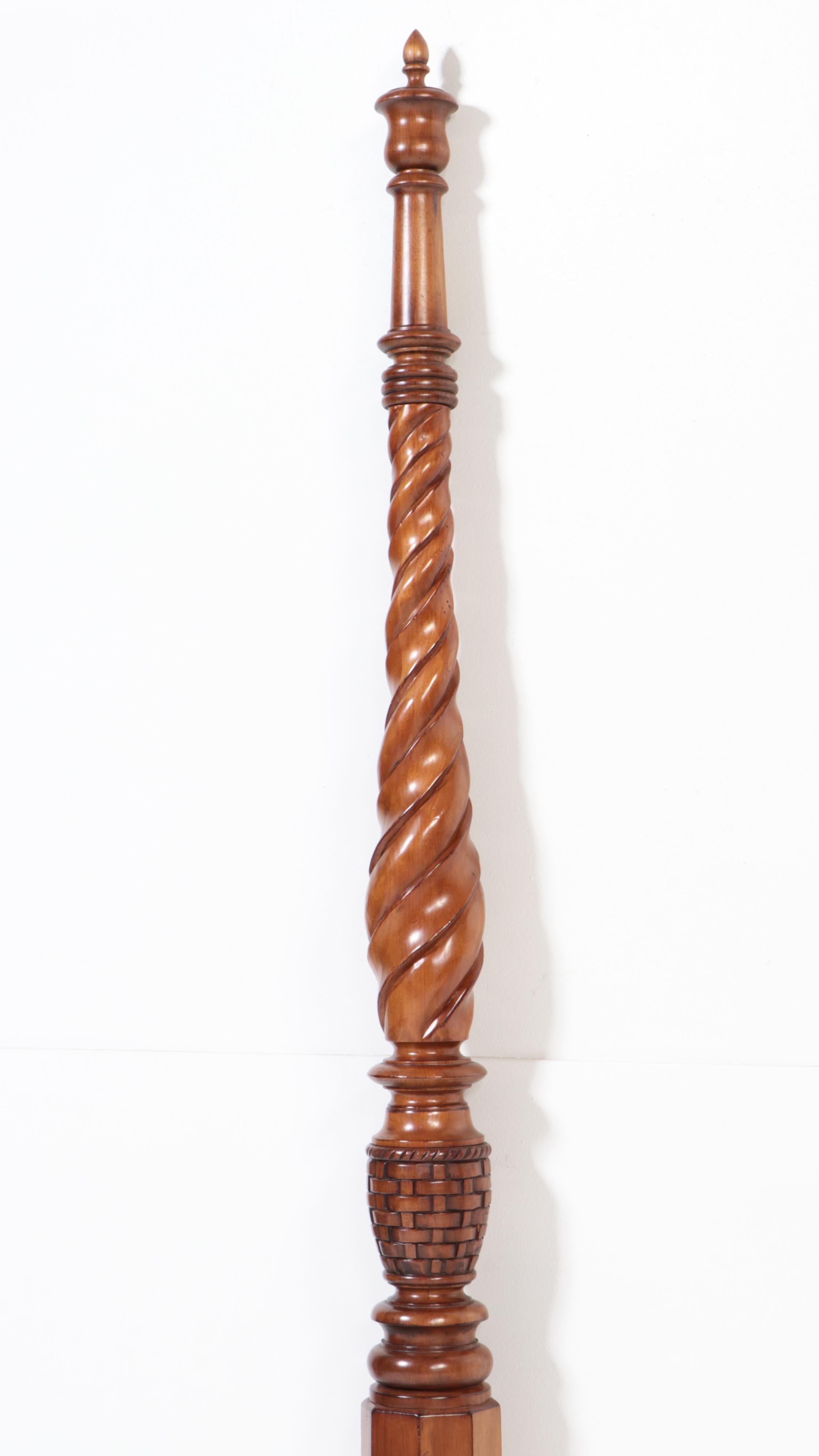 Carved Cherry Queen Size Four Poster Bed Frame