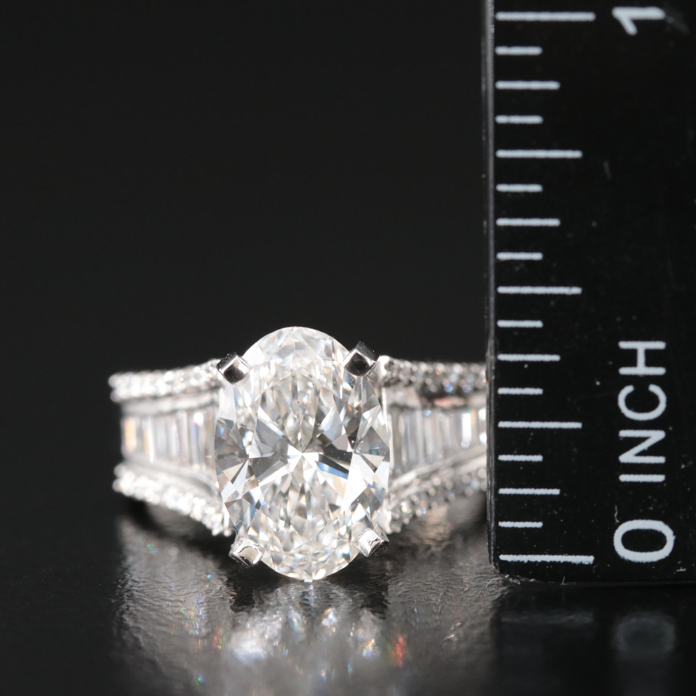 Platinum 4.06 CTW Lab Grown Diamond Ring with IGI Report