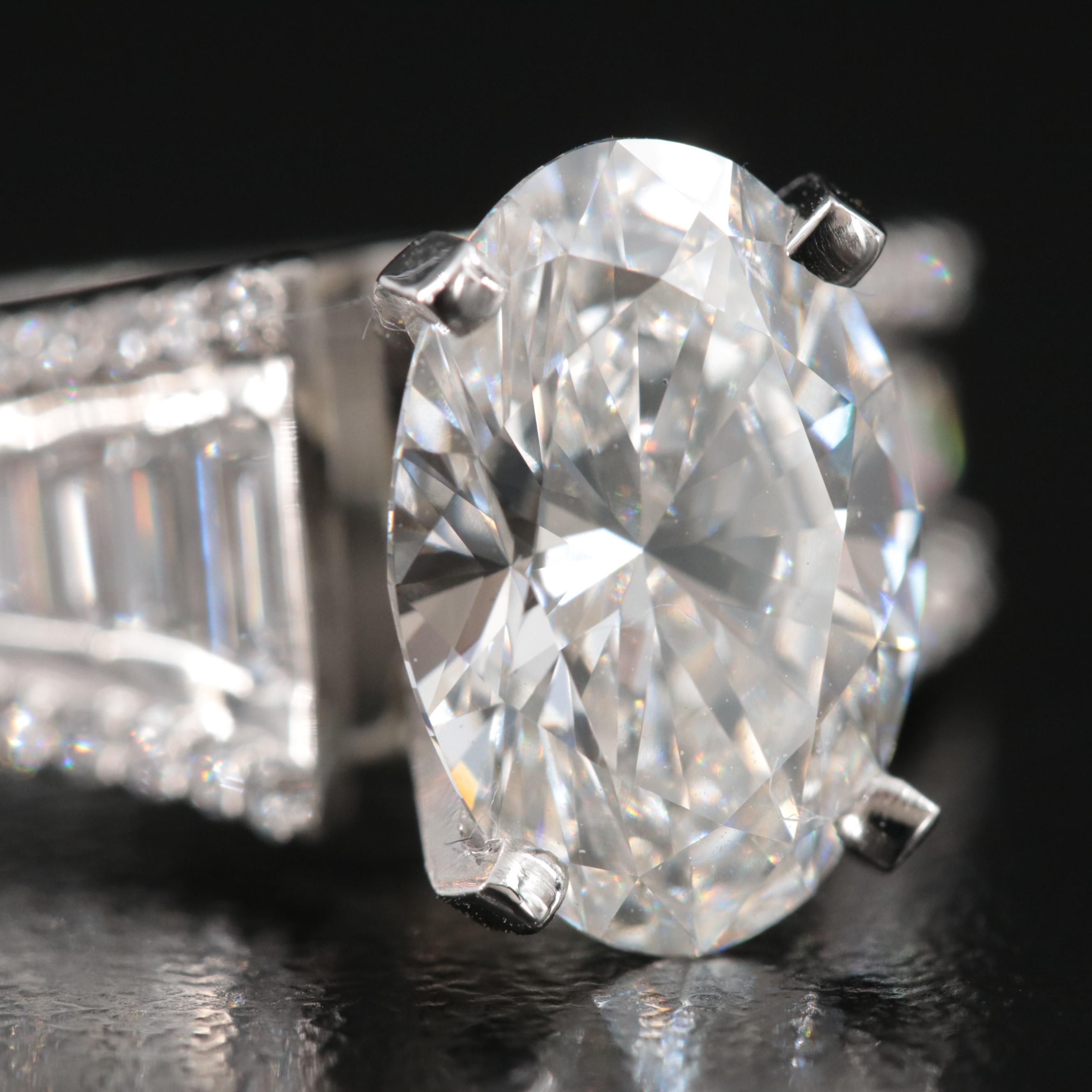 Platinum 4.06 CTW Lab Grown Diamond Ring with IGI Report