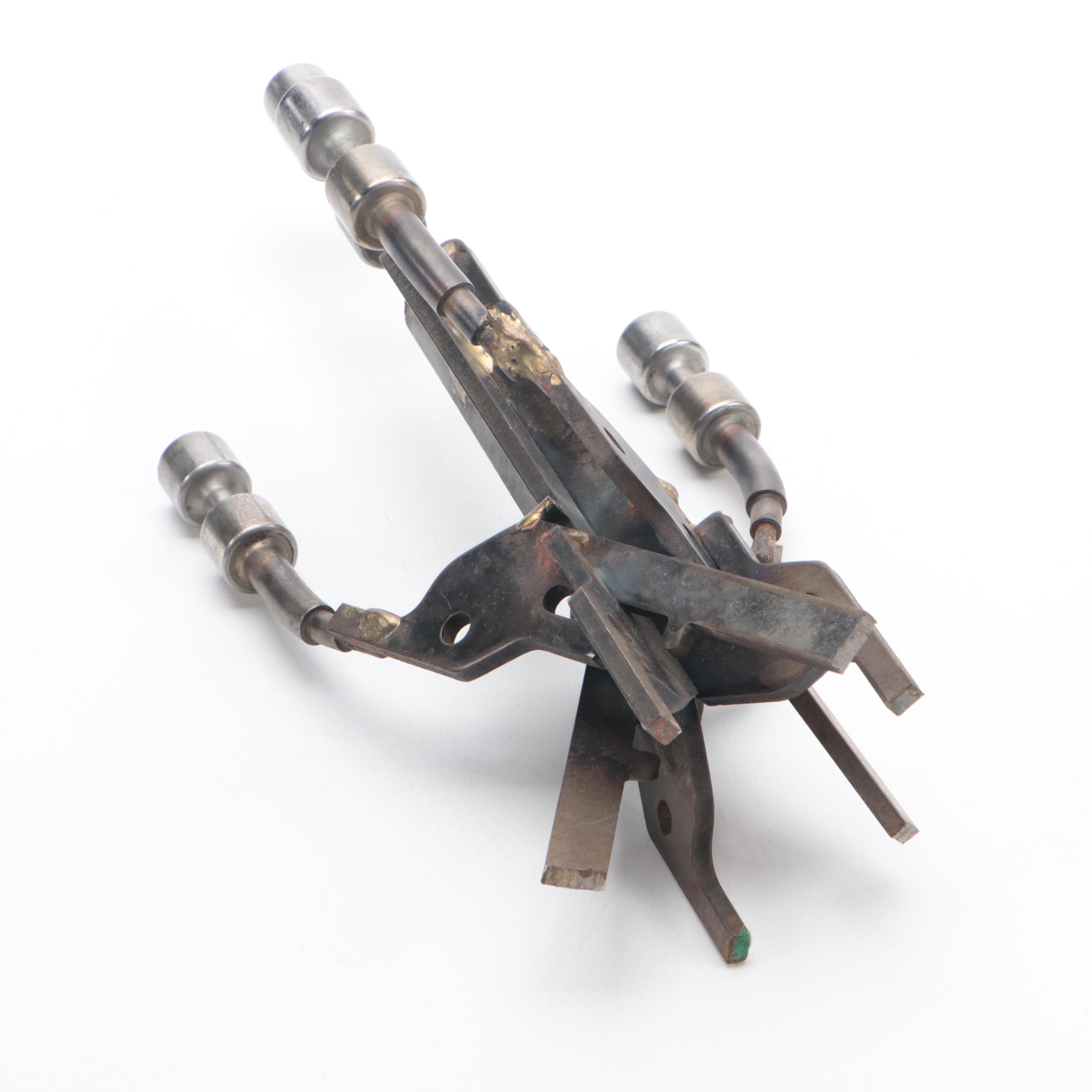 Brutalist Wrought Iron Hanukkah Menorah with Welded Metal Candelabrum