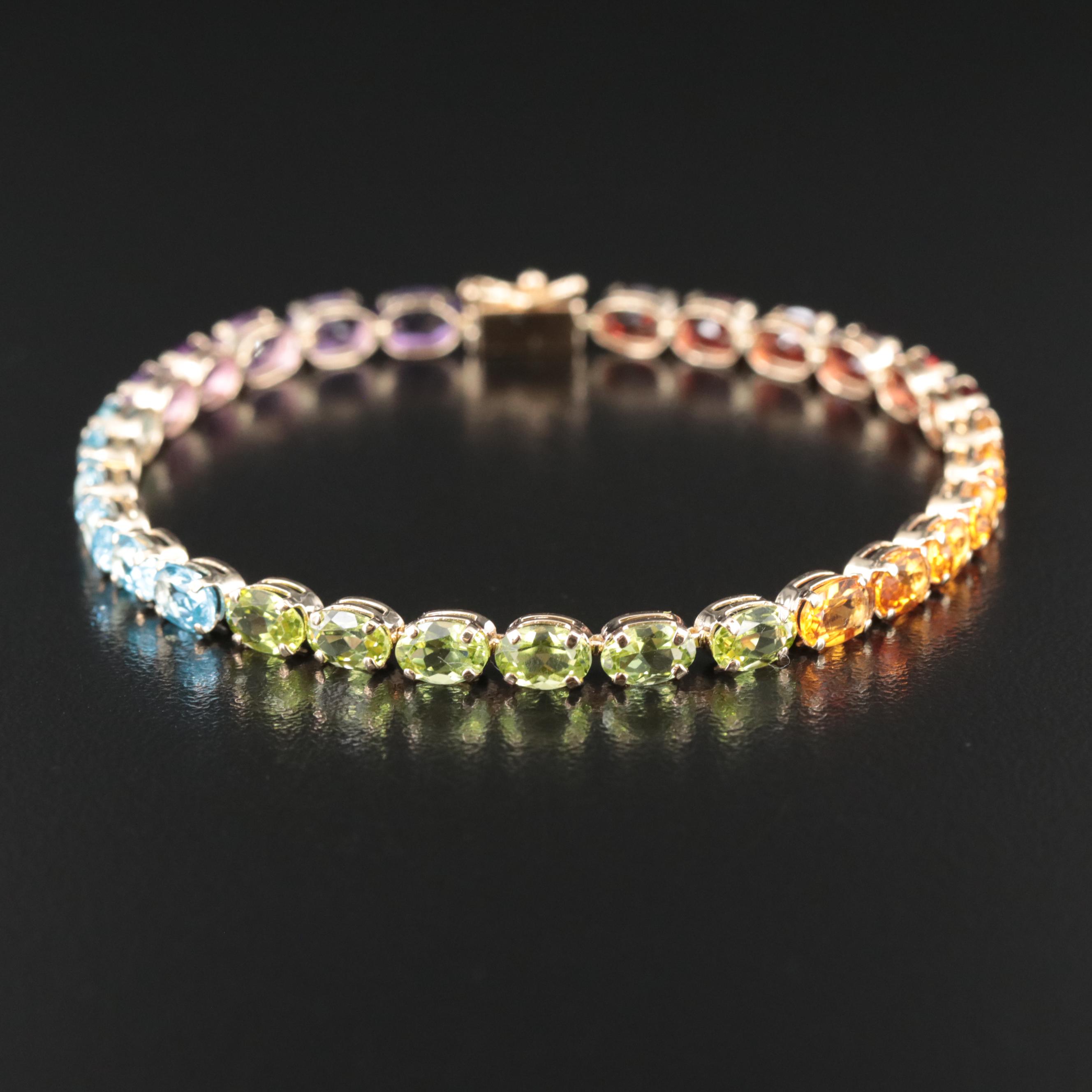 14K Garnet, Citrine and Gemstone Bracelet
