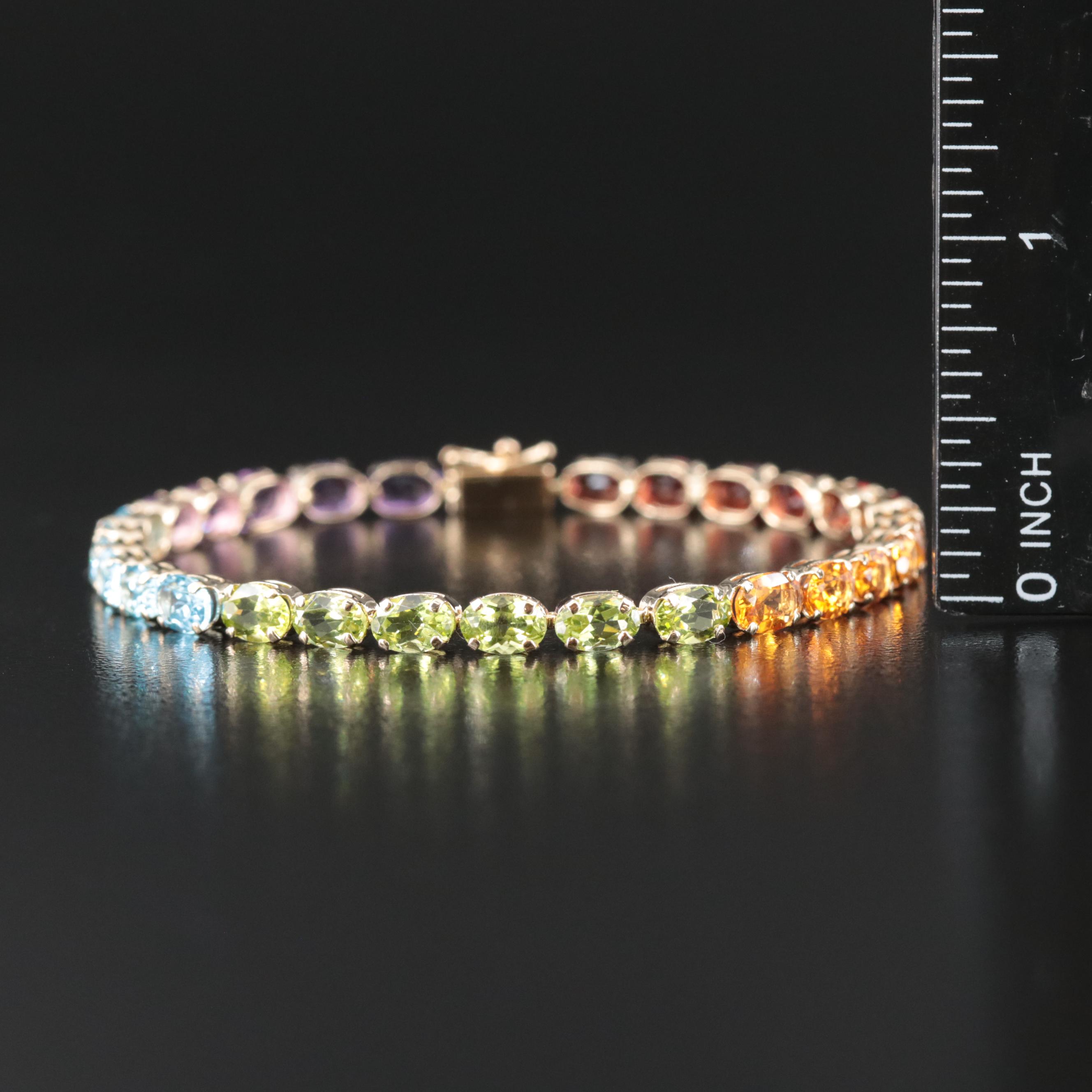 14K Garnet, Citrine and Gemstone Bracelet