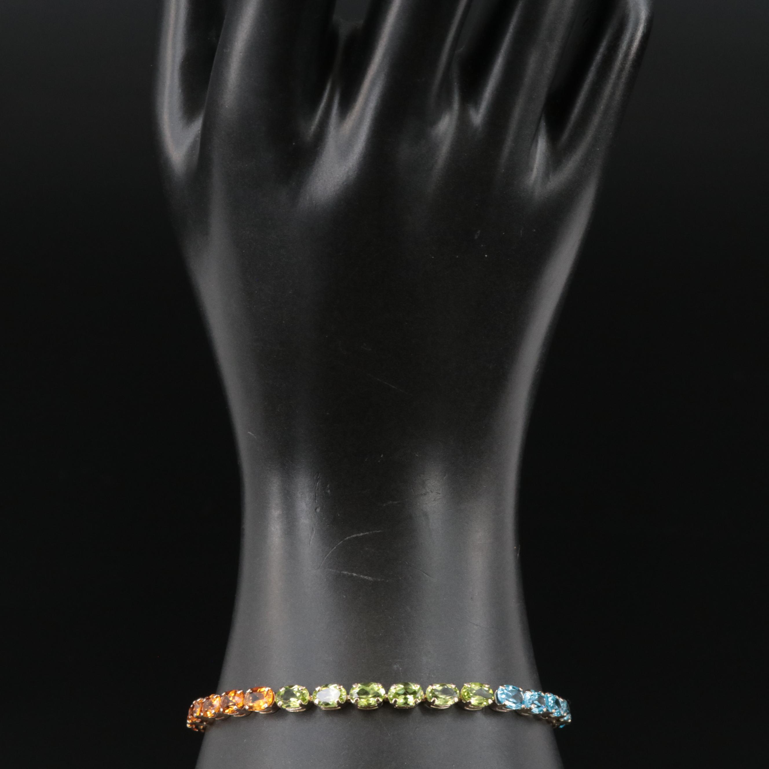 14K Garnet, Citrine and Gemstone Bracelet