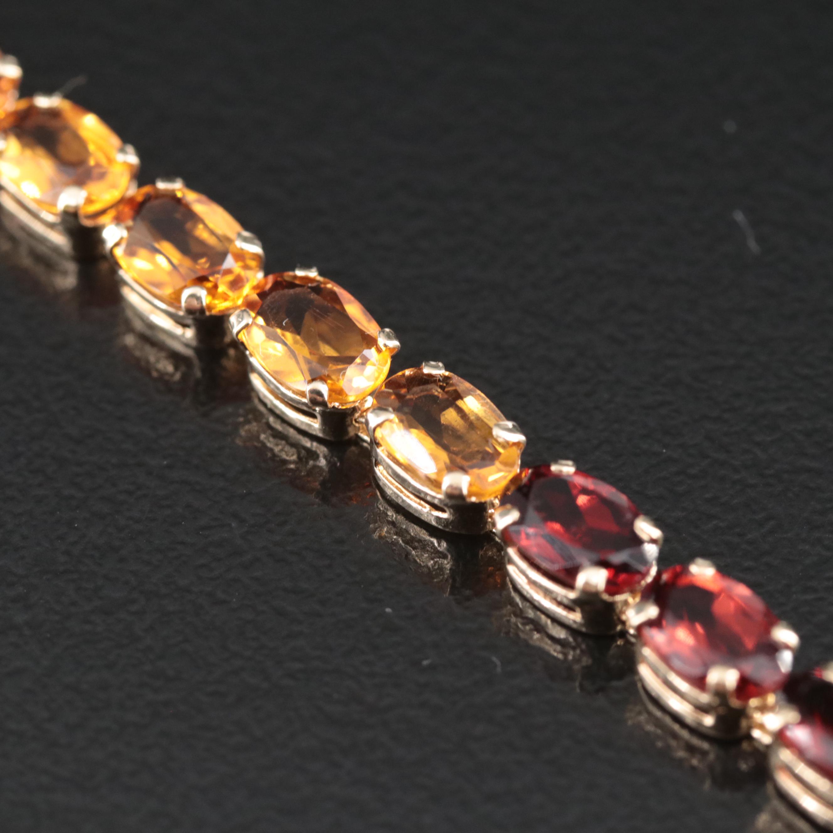 14K Garnet, Citrine and Gemstone Bracelet