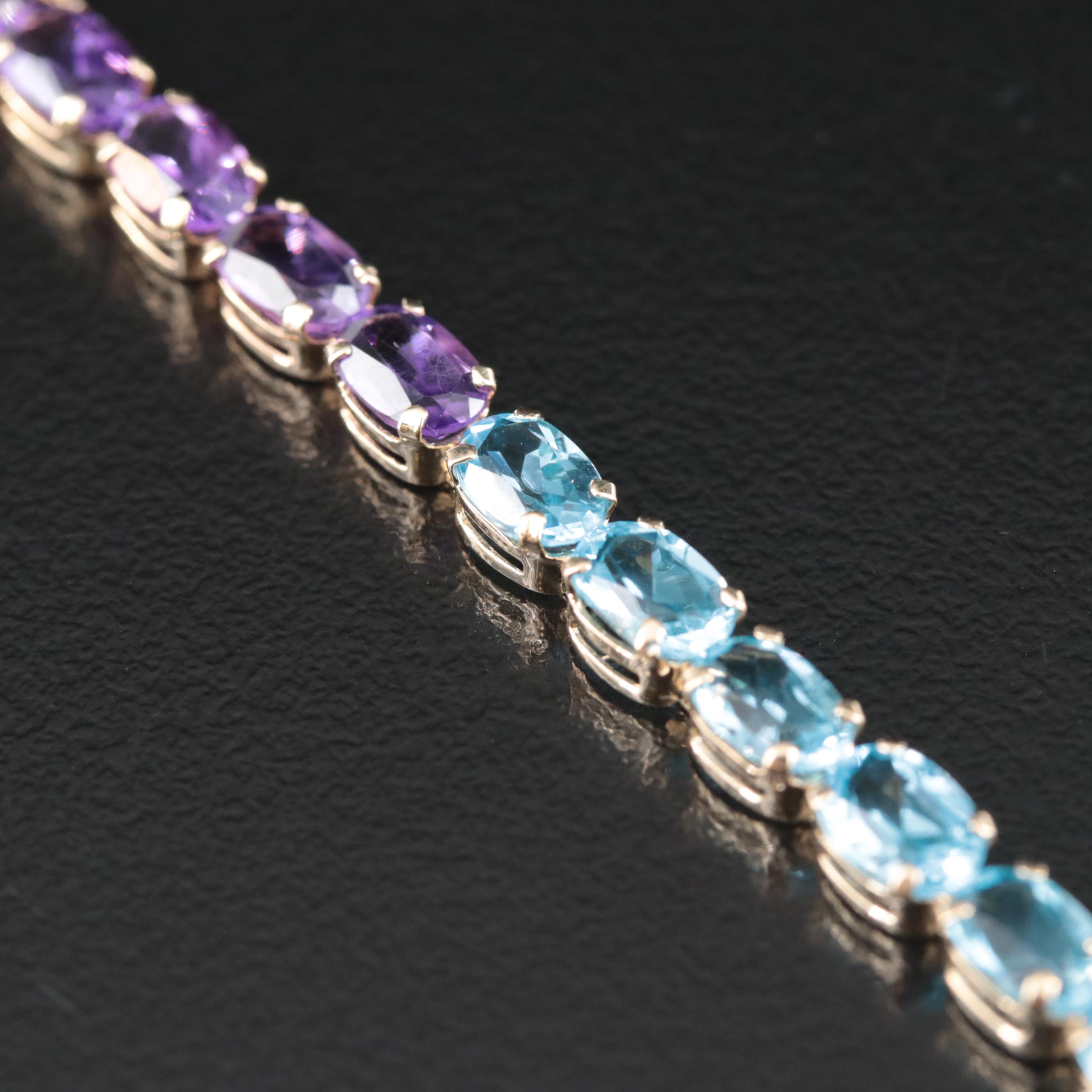 14K Garnet, Citrine and Gemstone Bracelet