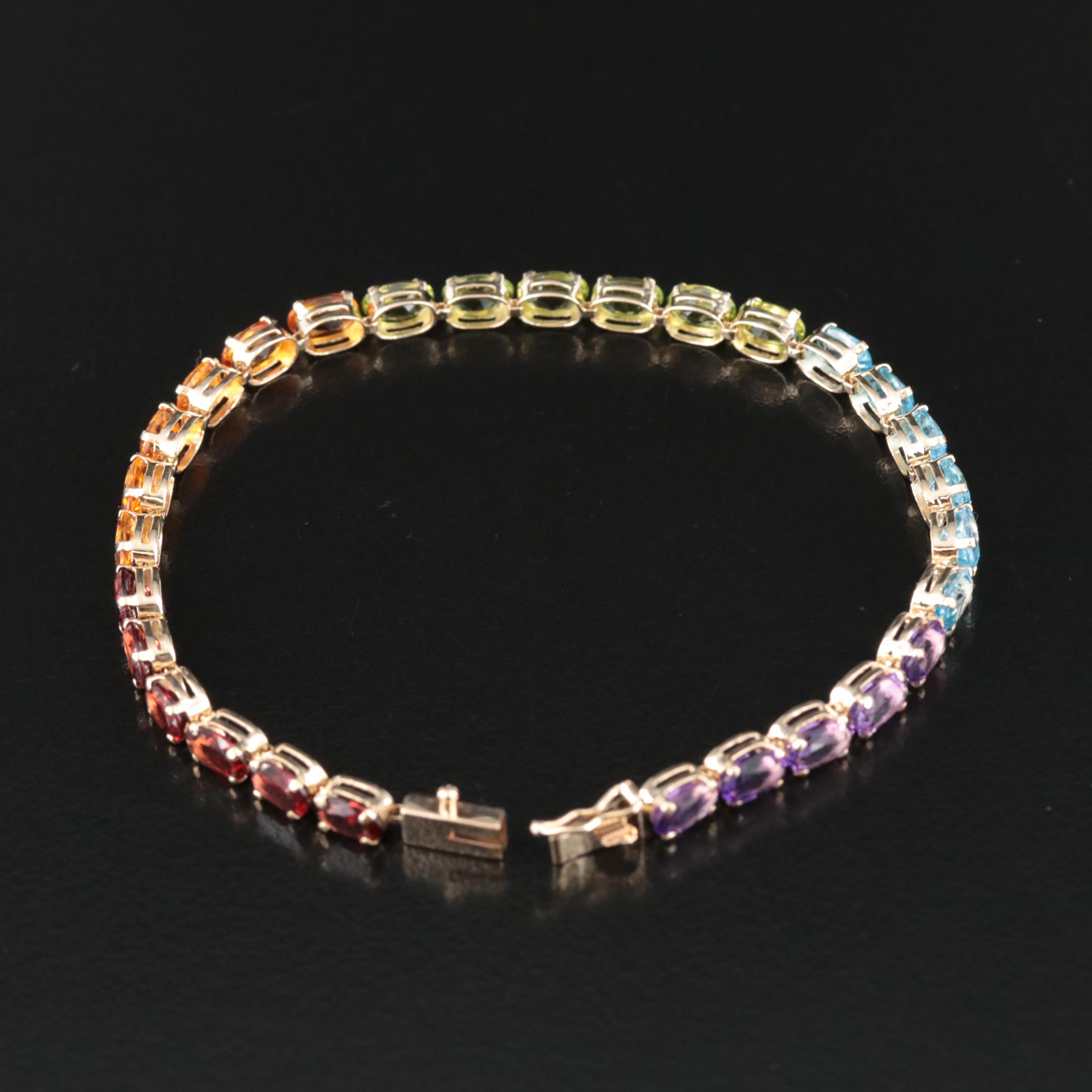 14K Garnet, Citrine and Gemstone Bracelet