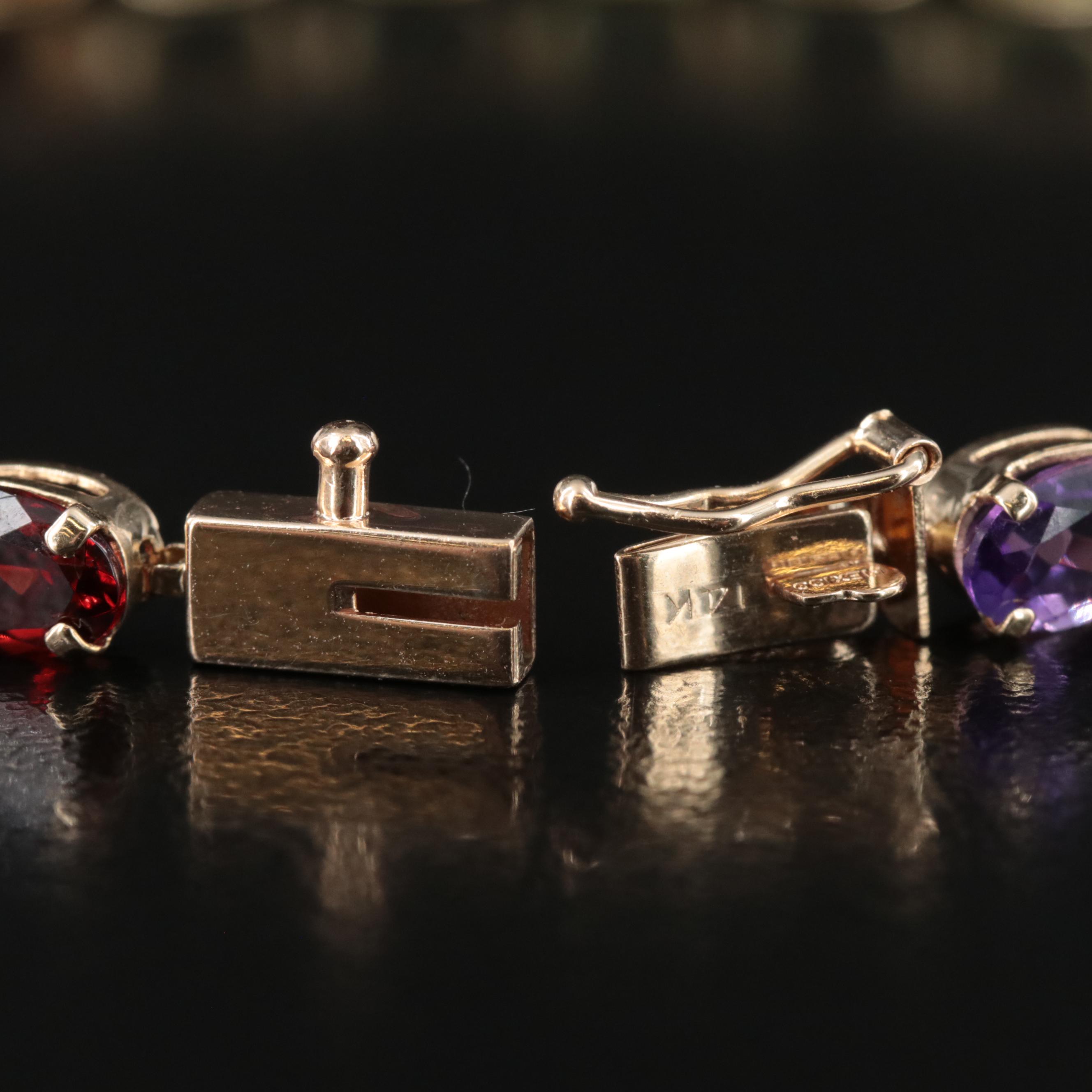 14K Garnet, Citrine and Gemstone Bracelet