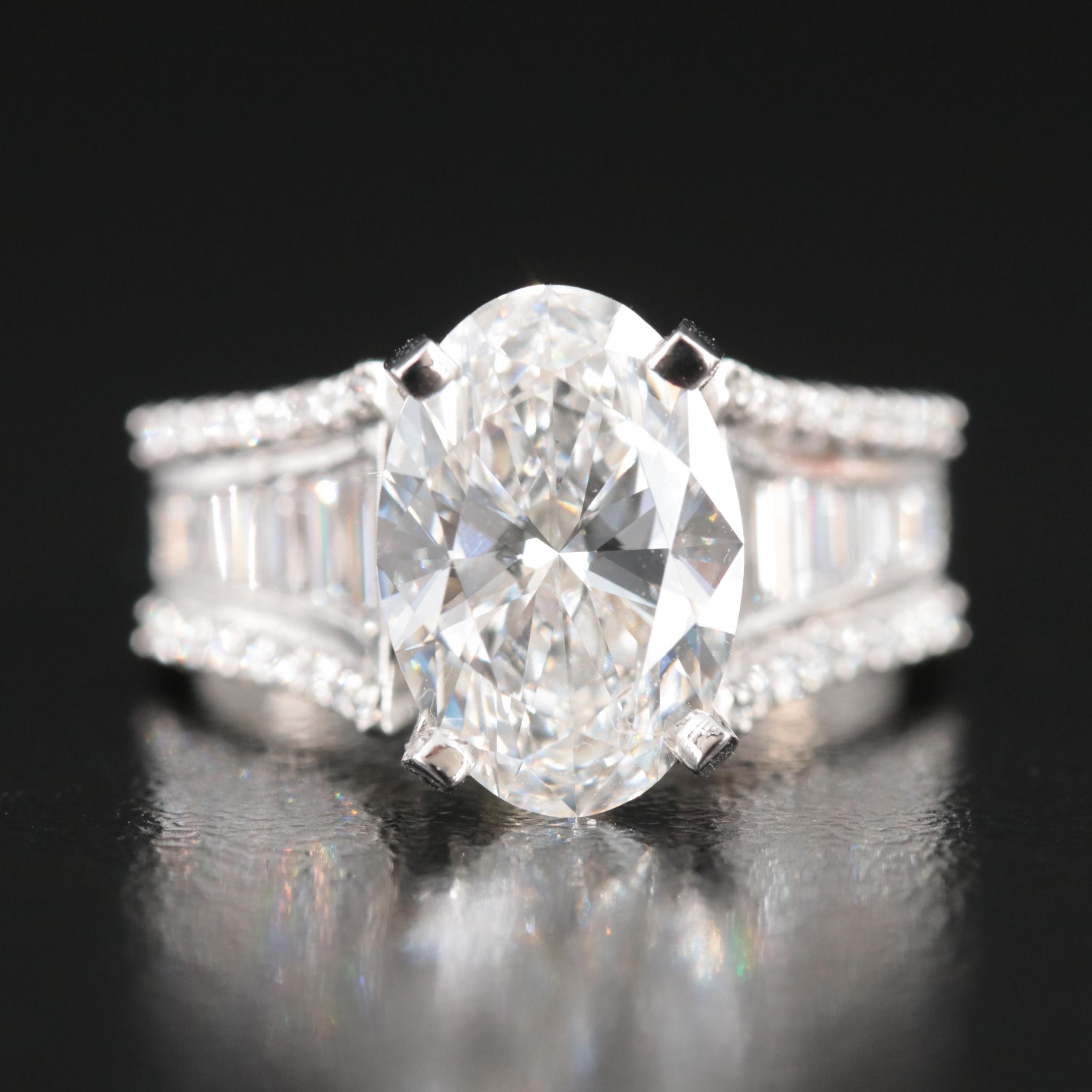 Platinum 4.06 CTW Lab Grown Diamond Ring with IGI Report