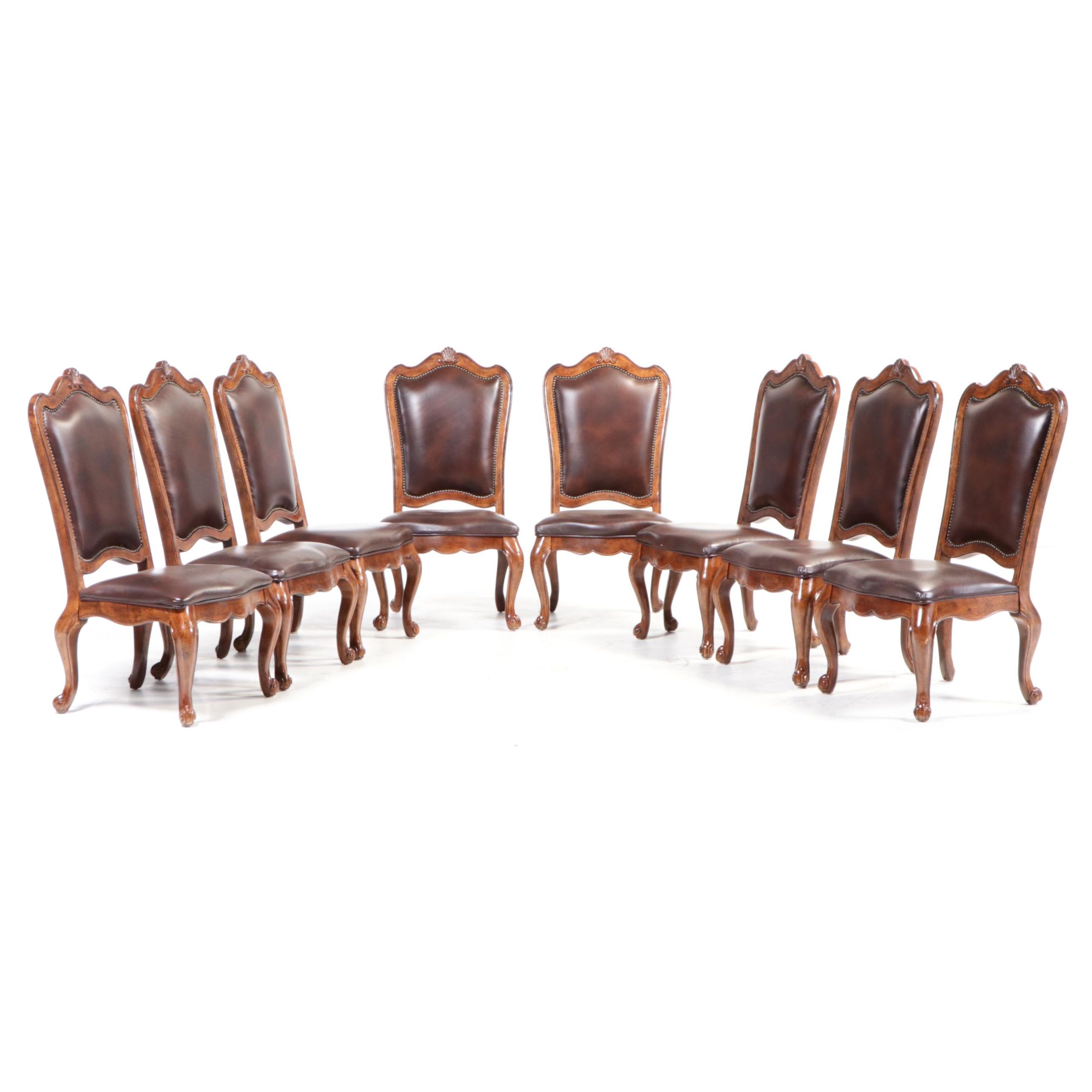 Eight Lacquer Craft Mediterranean Style Dining Chairs