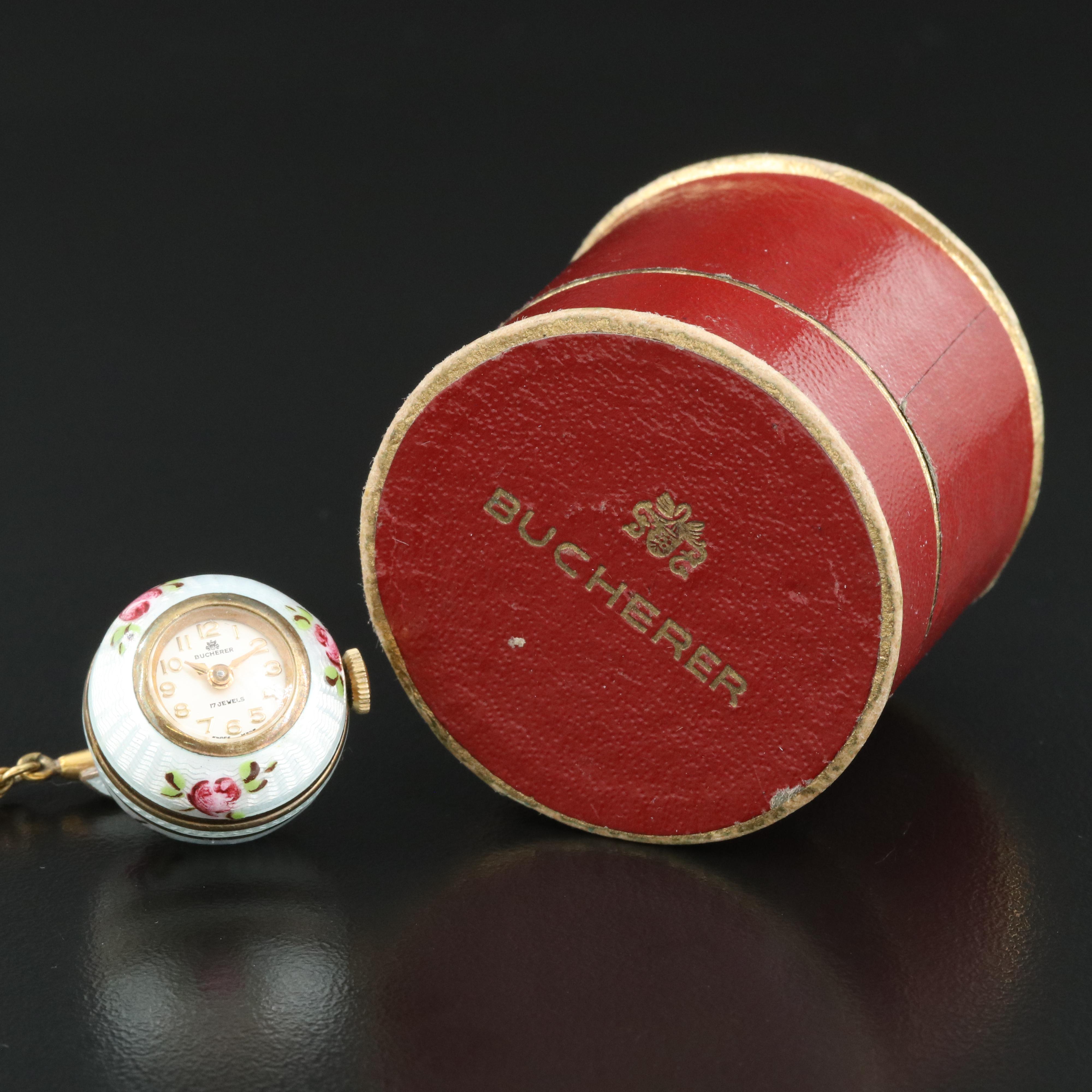 Bucherer Sterling Silver Enameled Pendant Watch