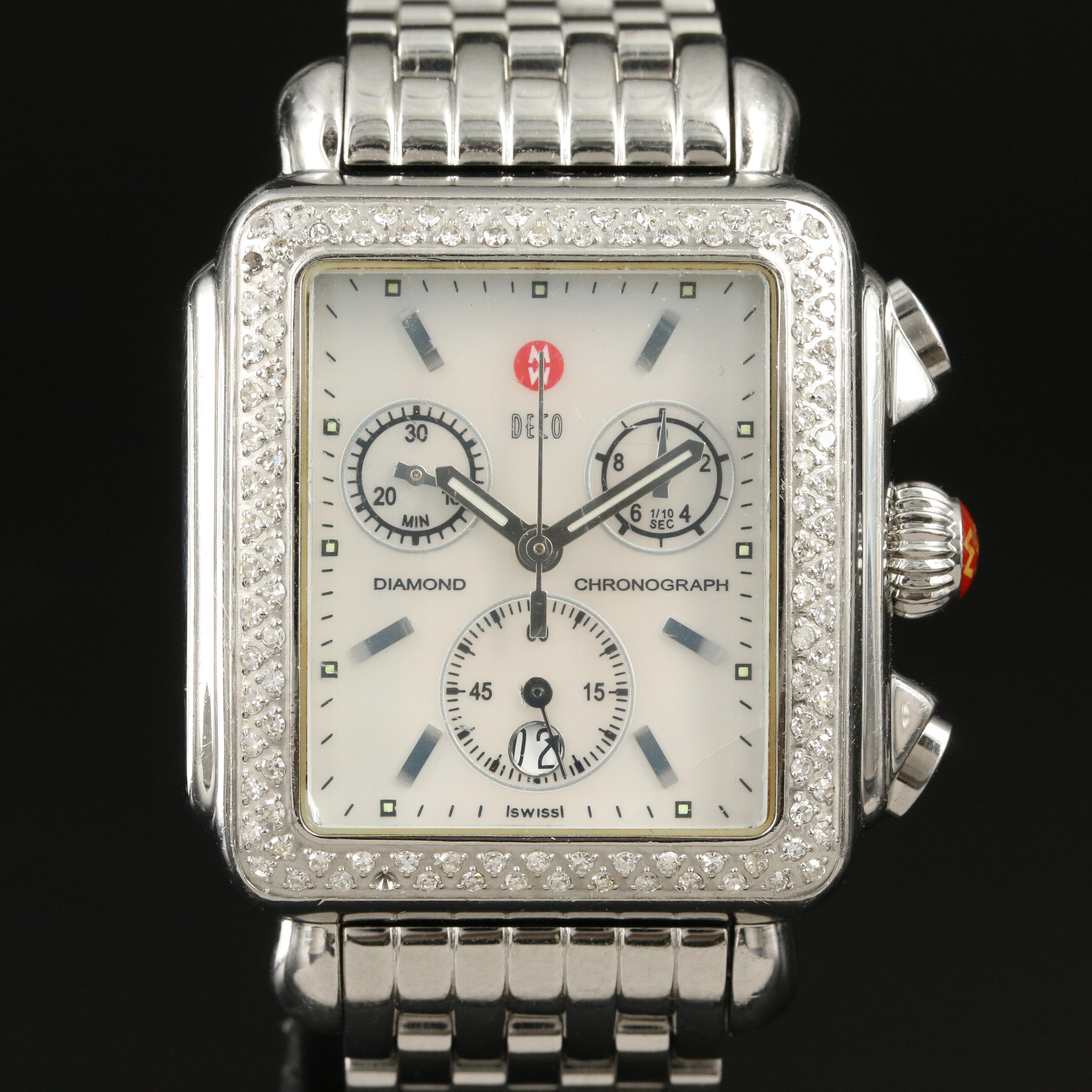 MIchele Deco Mother-of-Pearl Dial, Diamond Bezel Watch