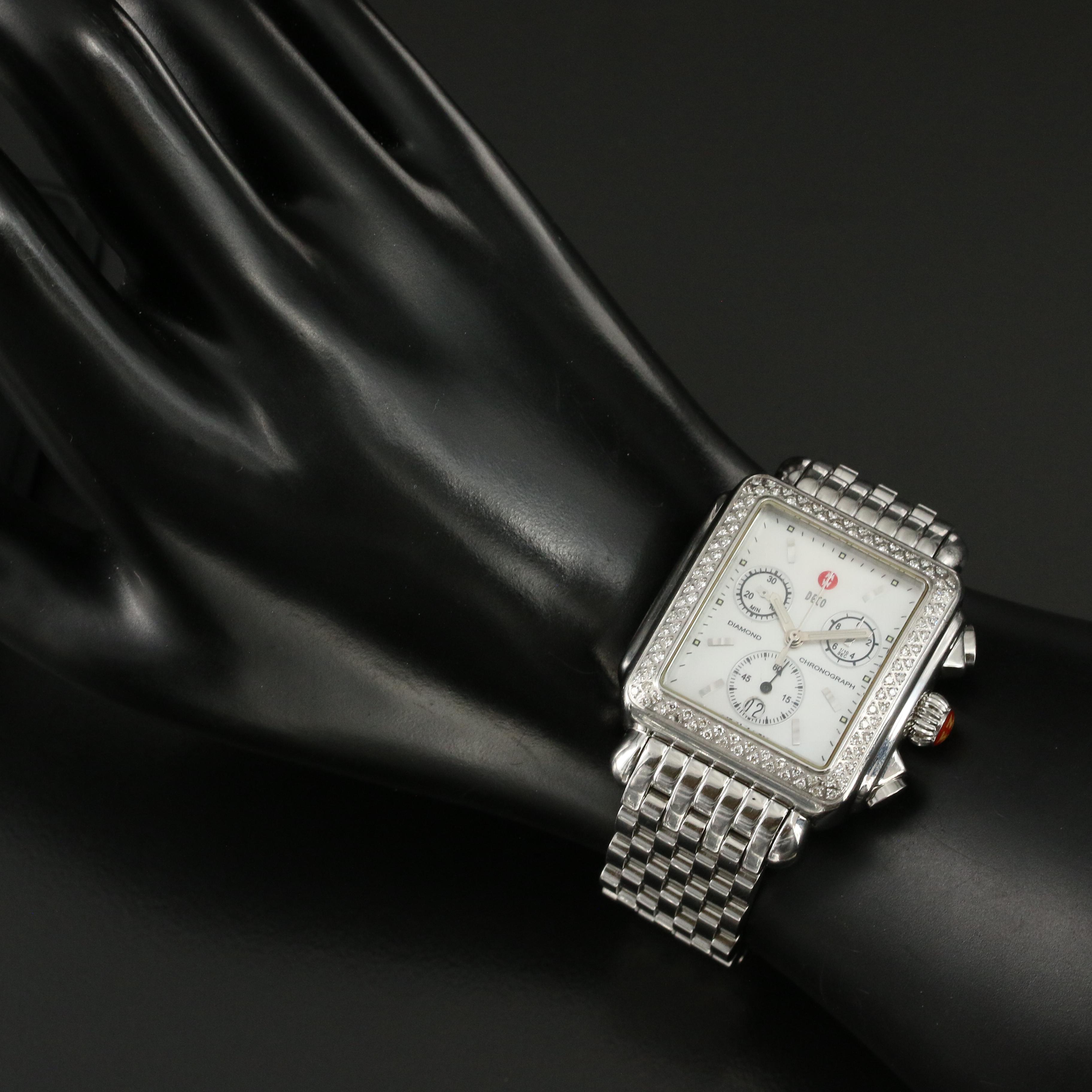 MIchele Deco Mother-of-Pearl Dial, Diamond Bezel Watch
