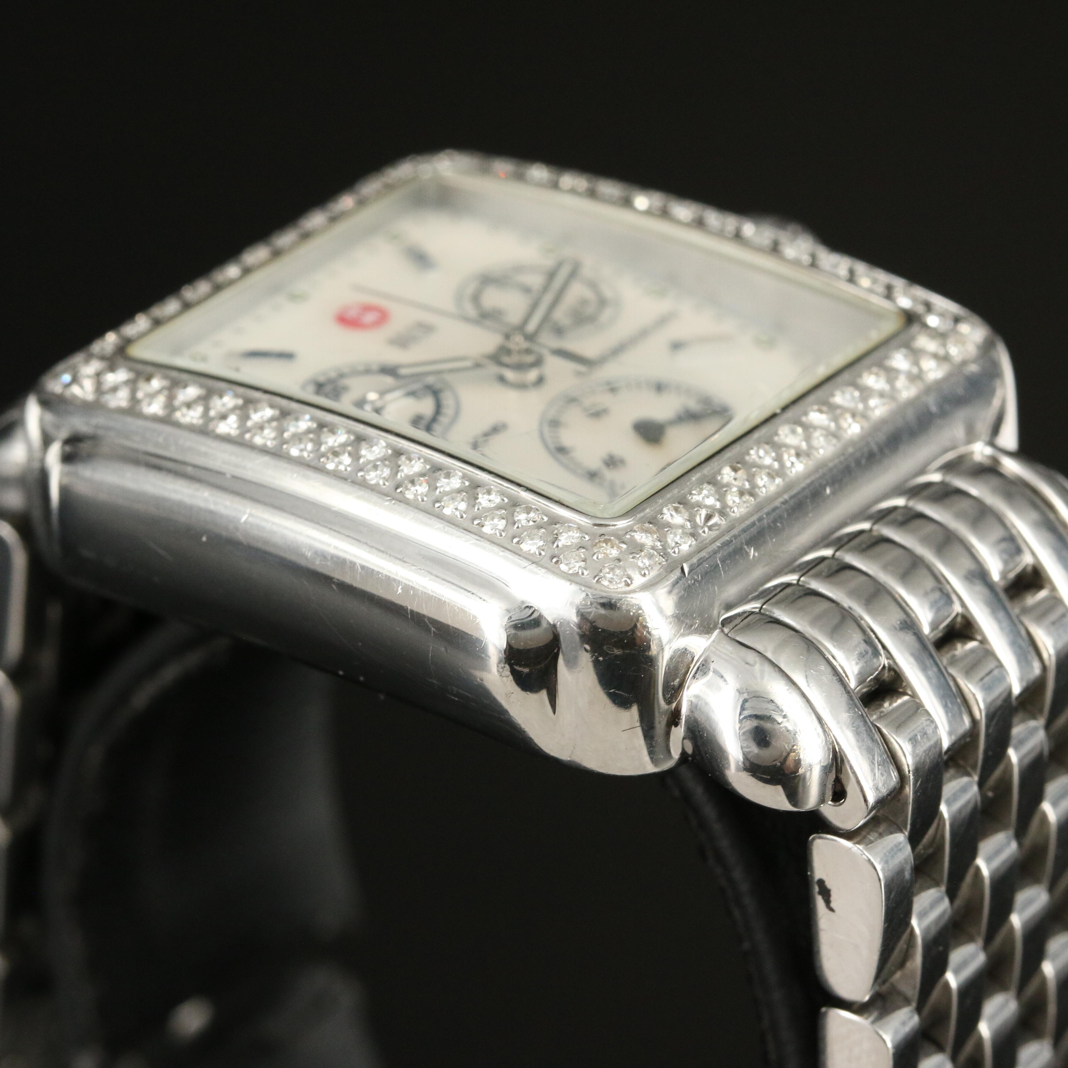 MIchele Deco Mother-of-Pearl Dial, Diamond Bezel Watch