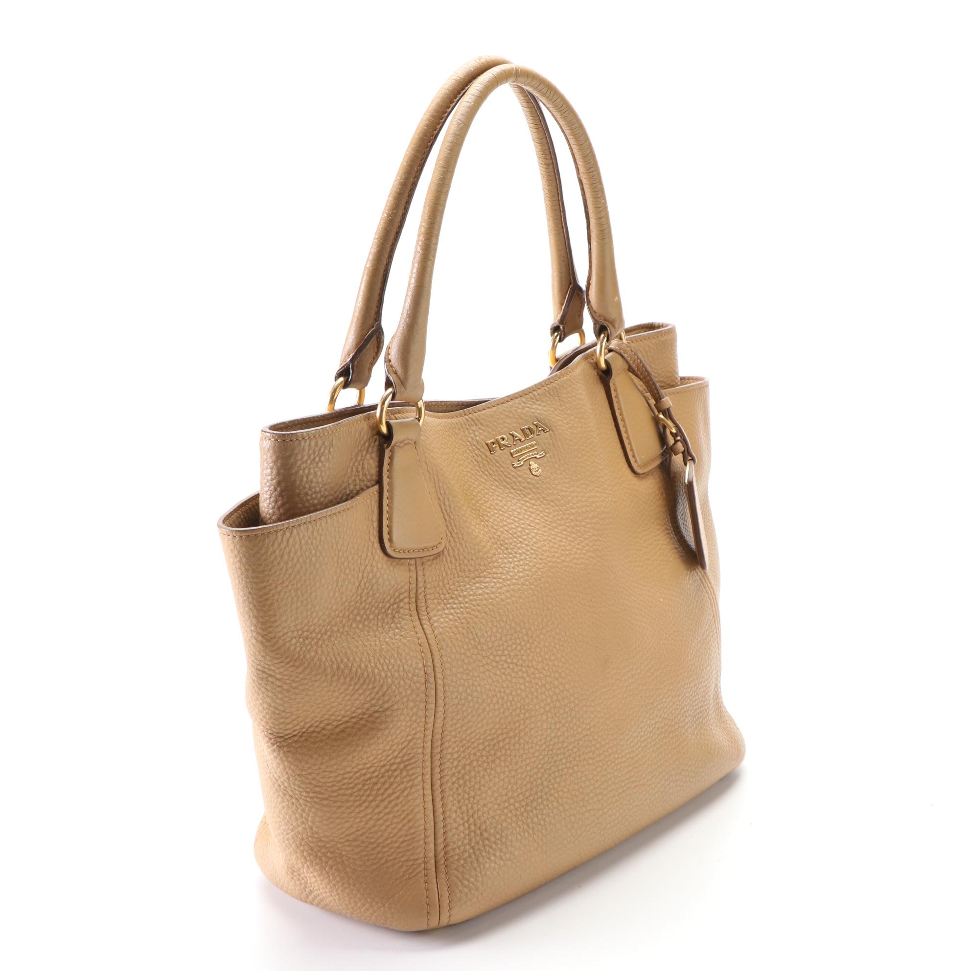 Prada Two-Way Bag in Tan Vitello Daino Leather