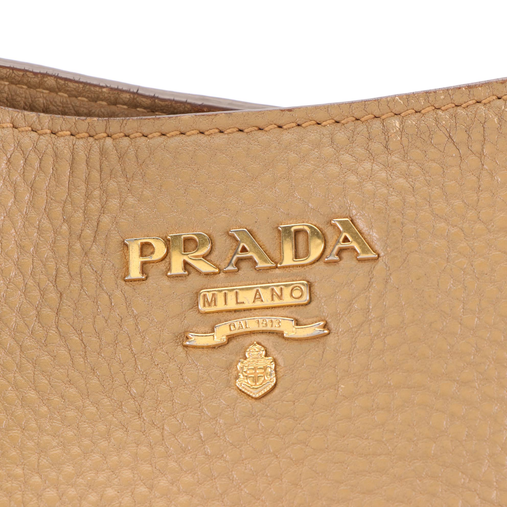 Prada Two-Way Bag in Tan Vitello Daino Leather