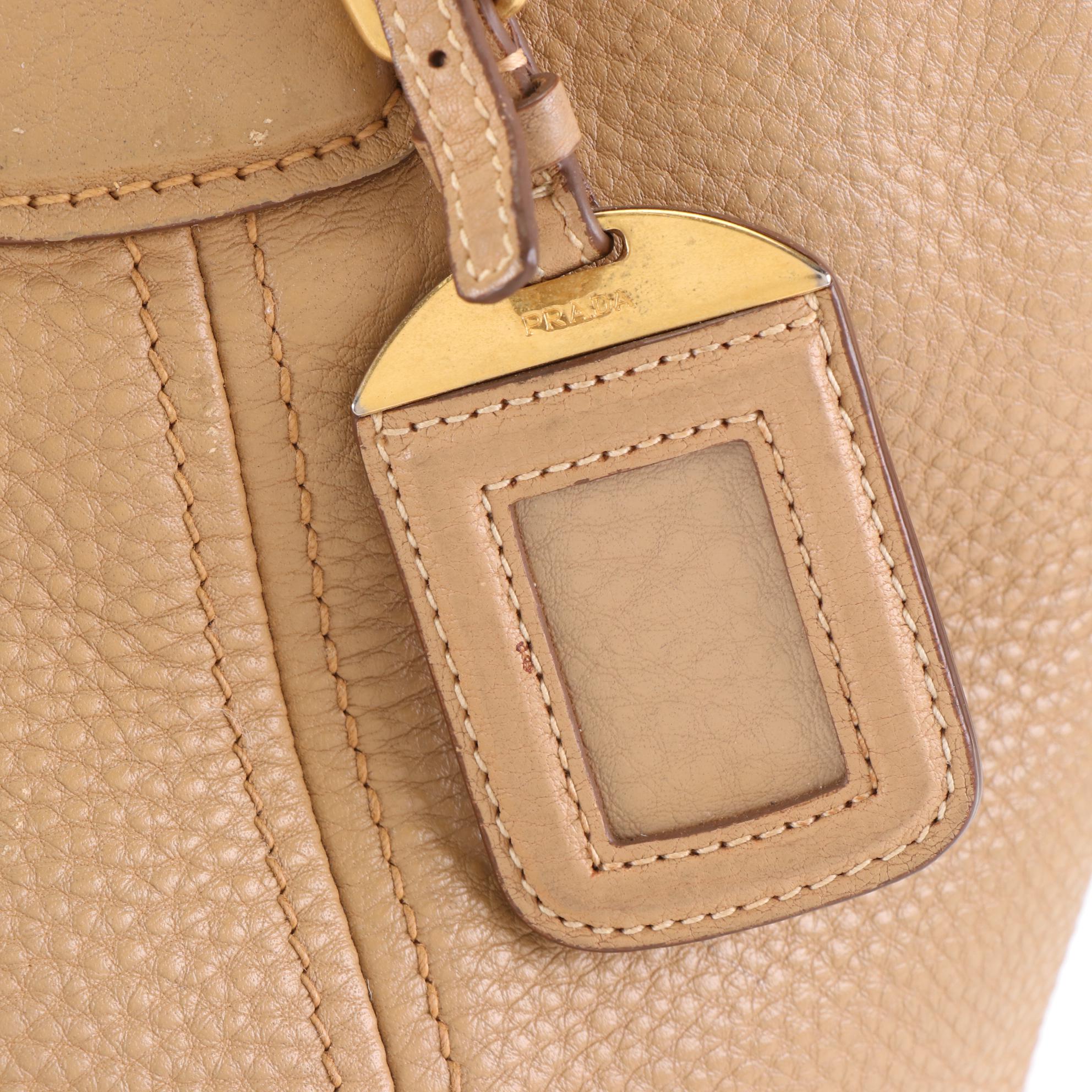 Prada Two-Way Bag in Tan Vitello Daino Leather