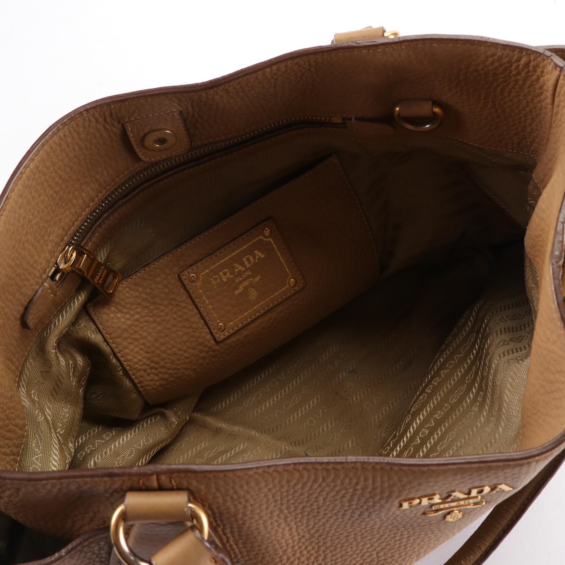 Prada Two-Way Bag in Tan Vitello Daino Leather