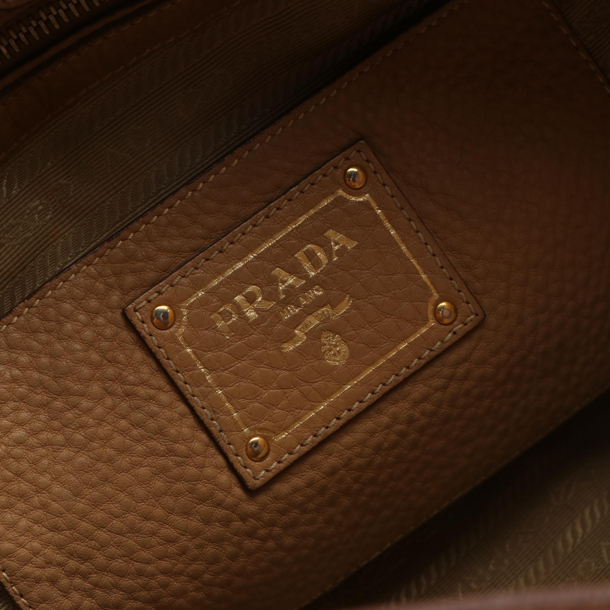 Prada Two-Way Bag in Tan Vitello Daino Leather