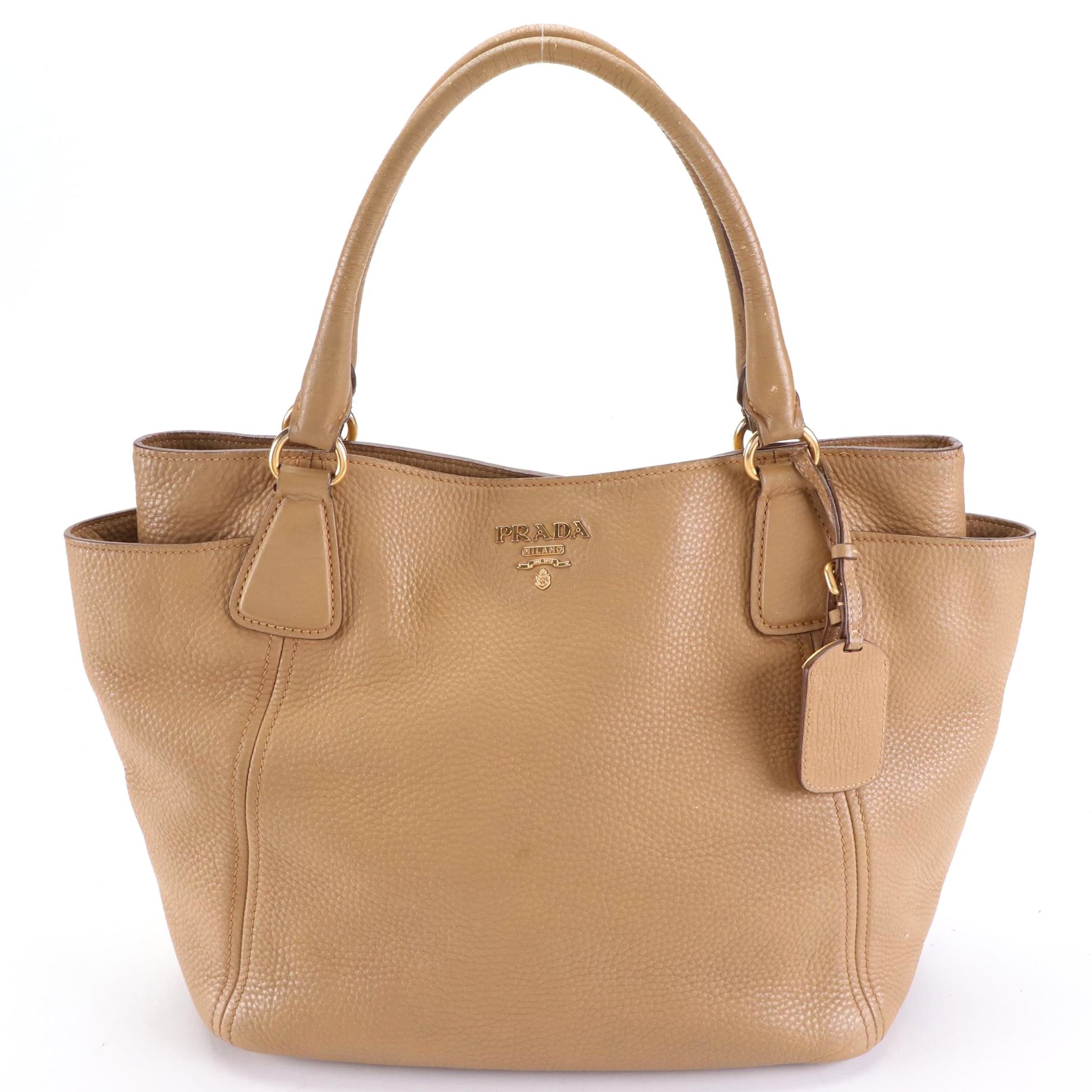 Prada Two-Way Bag in Tan Vitello Daino Leather