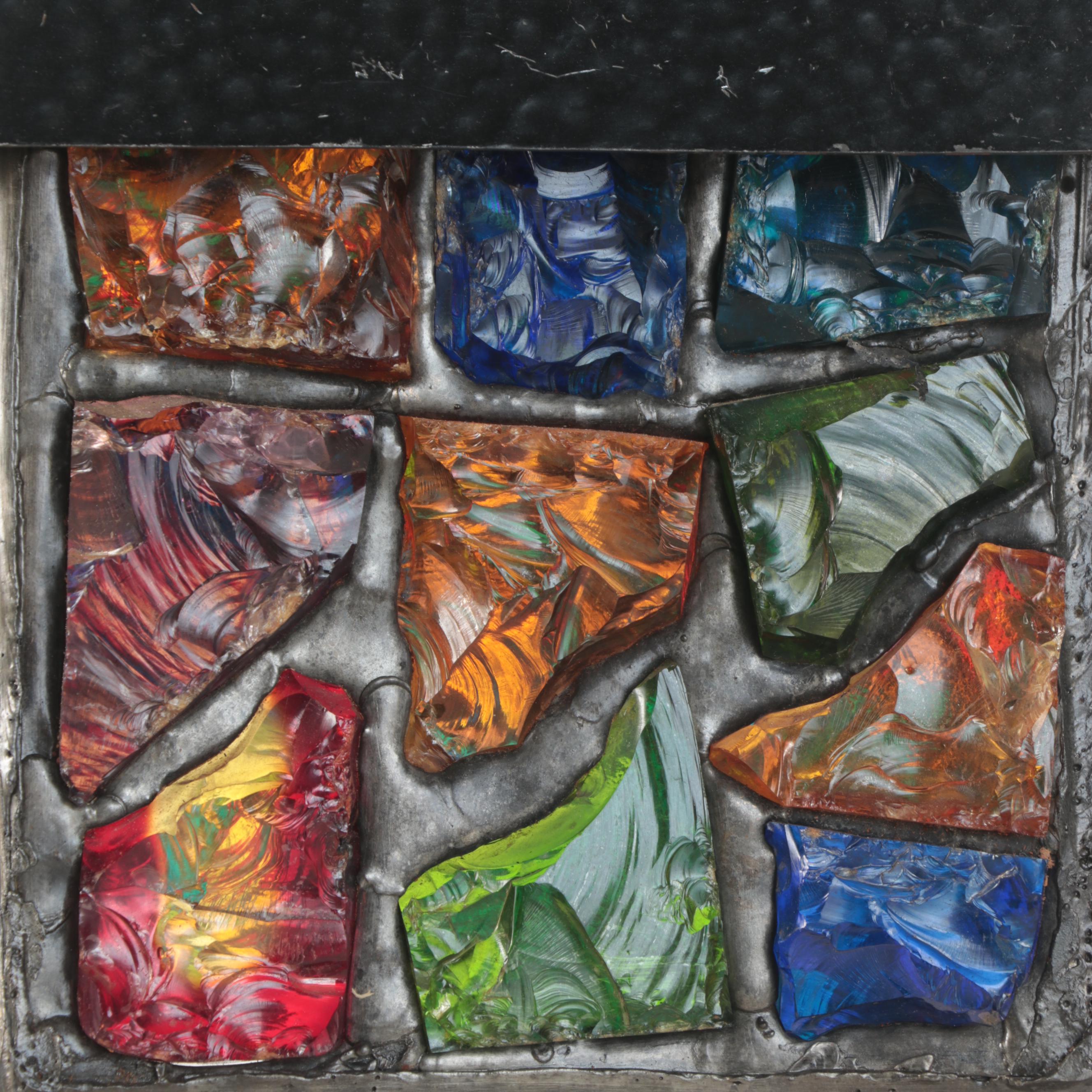 Pair of Peter Marsh Stone Patio Pendant Lights With Chunky Colored Glass