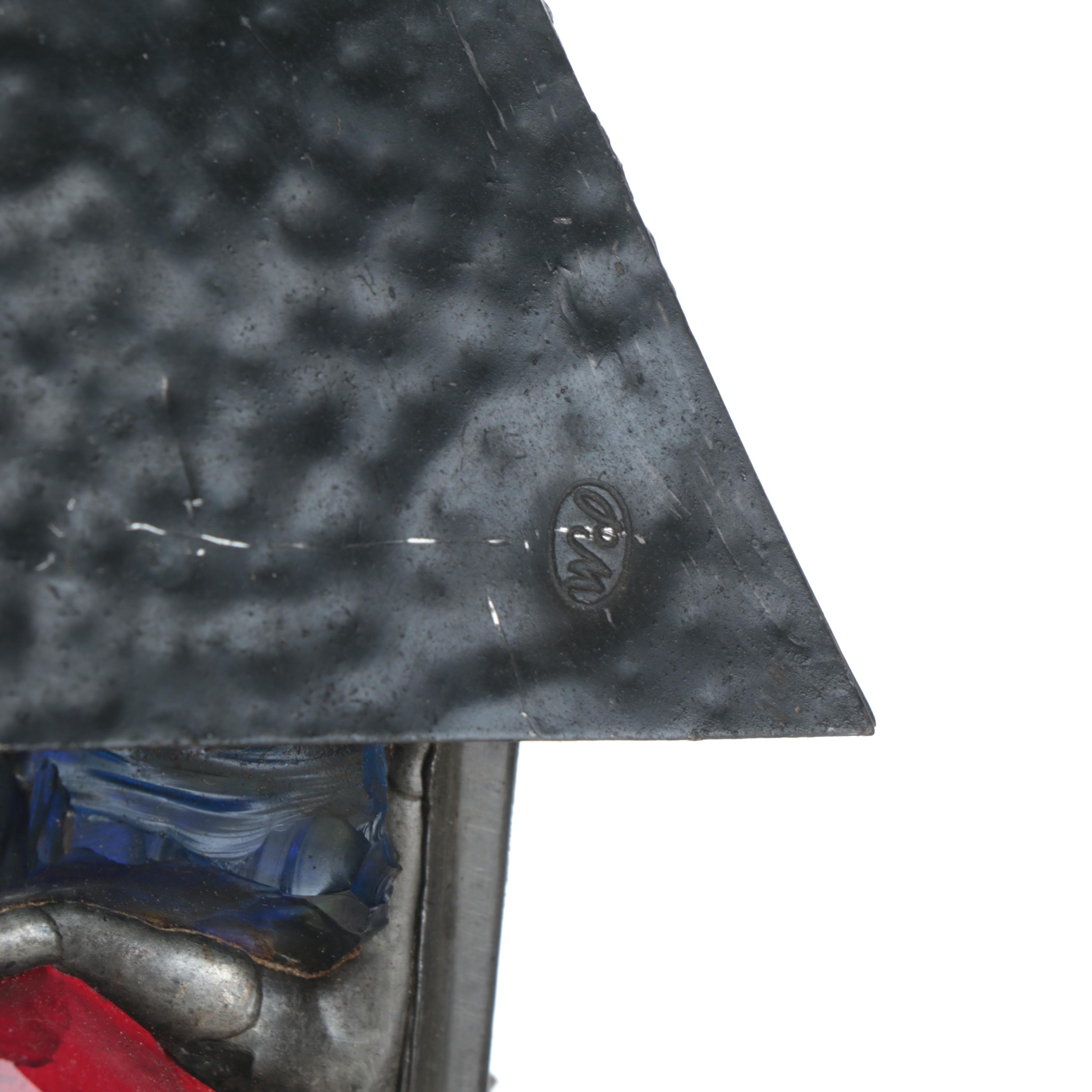 Pair of Peter Marsh Stone Patio Pendant Lights With Chunky Colored Glass