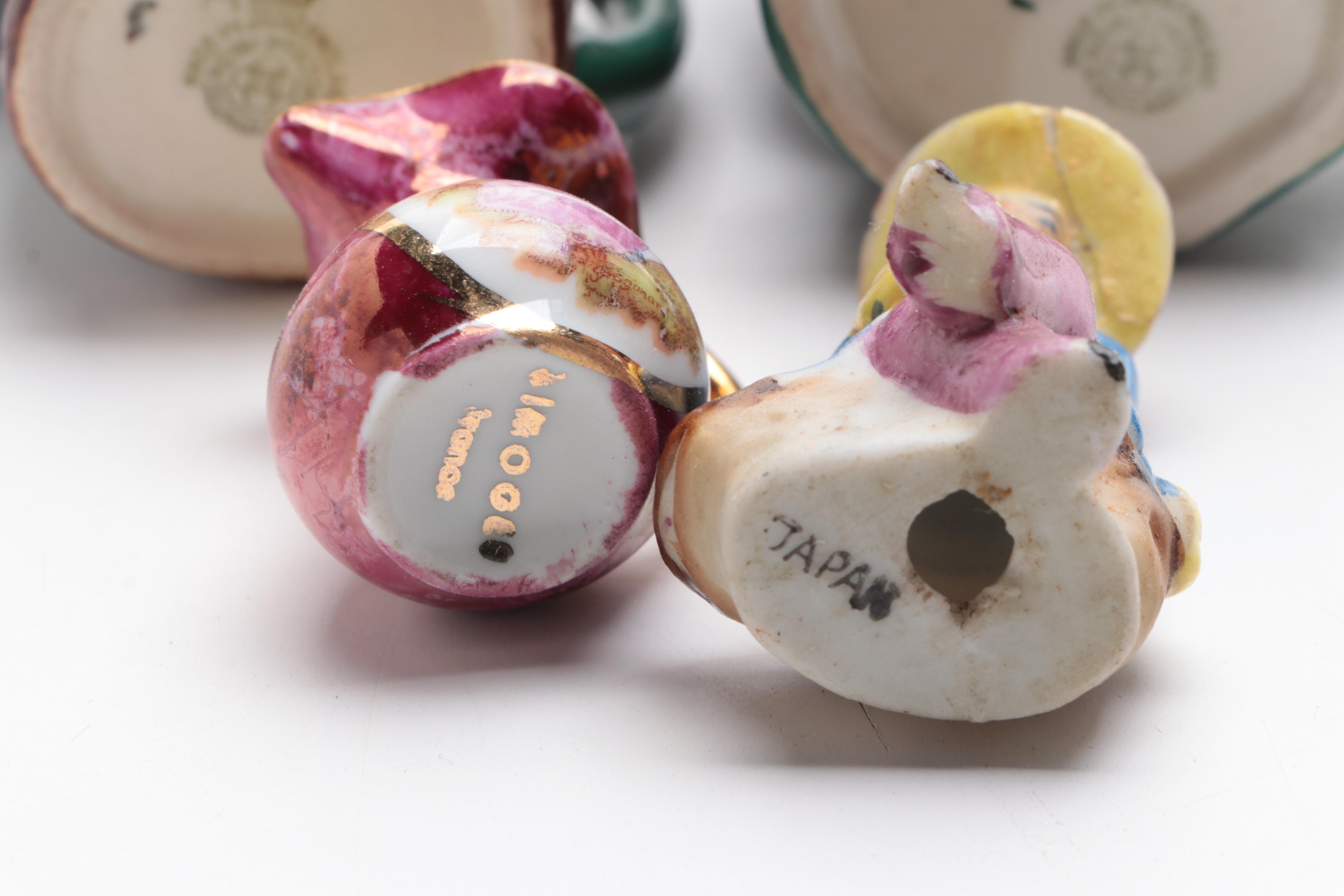 Wooden Wall-Mount Mirrored-Back Display Case with Toby Jugs and More