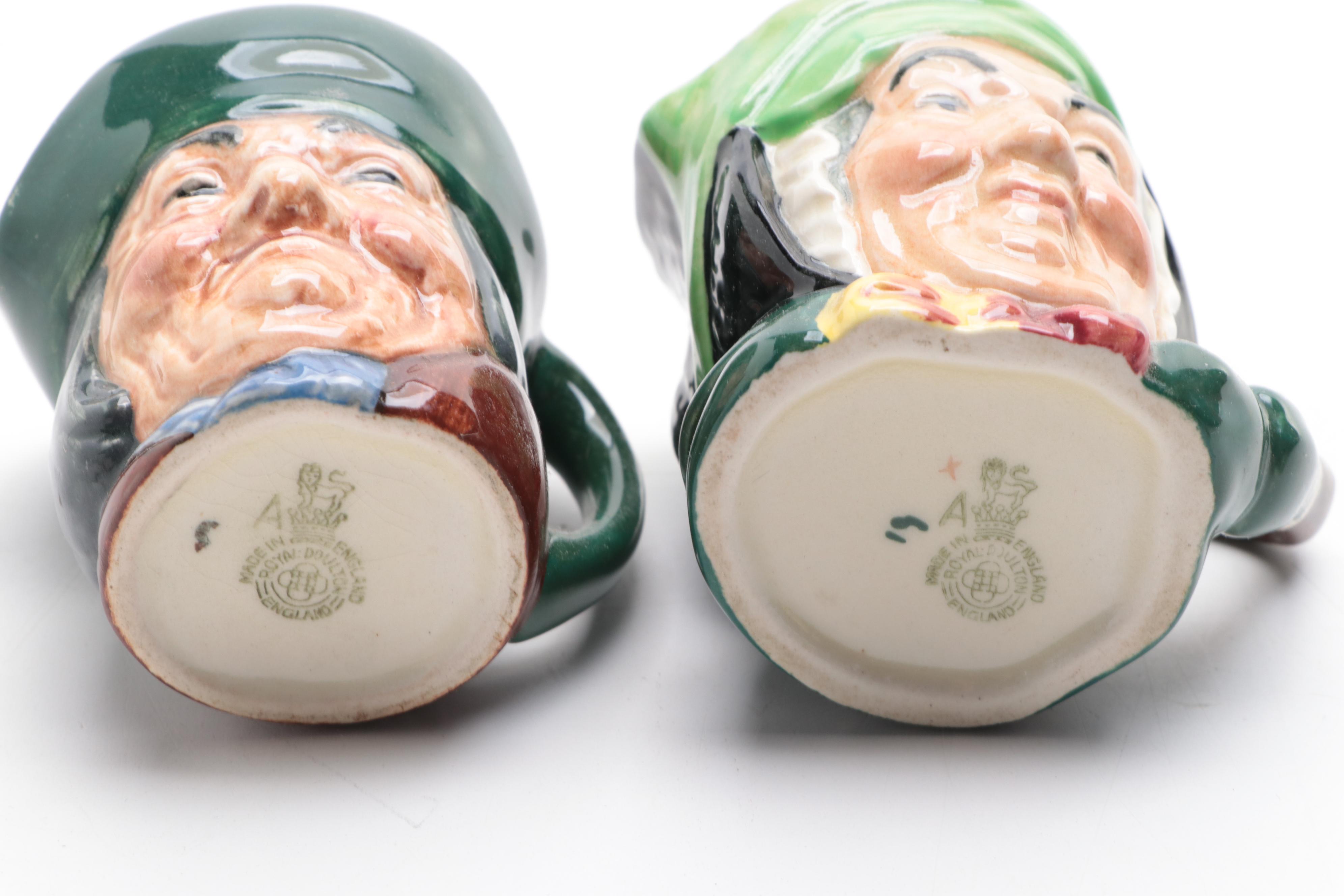 Wooden Wall-Mount Mirrored-Back Display Case with Toby Jugs and More