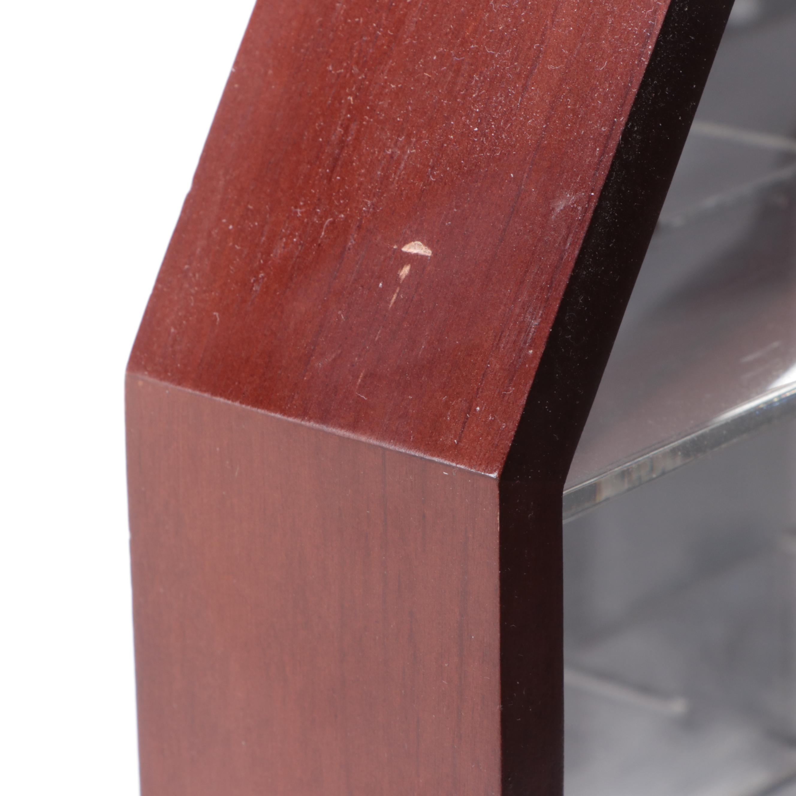 Wooden Wall-Mount Mirrored-Back Display Case with Toby Jugs and More