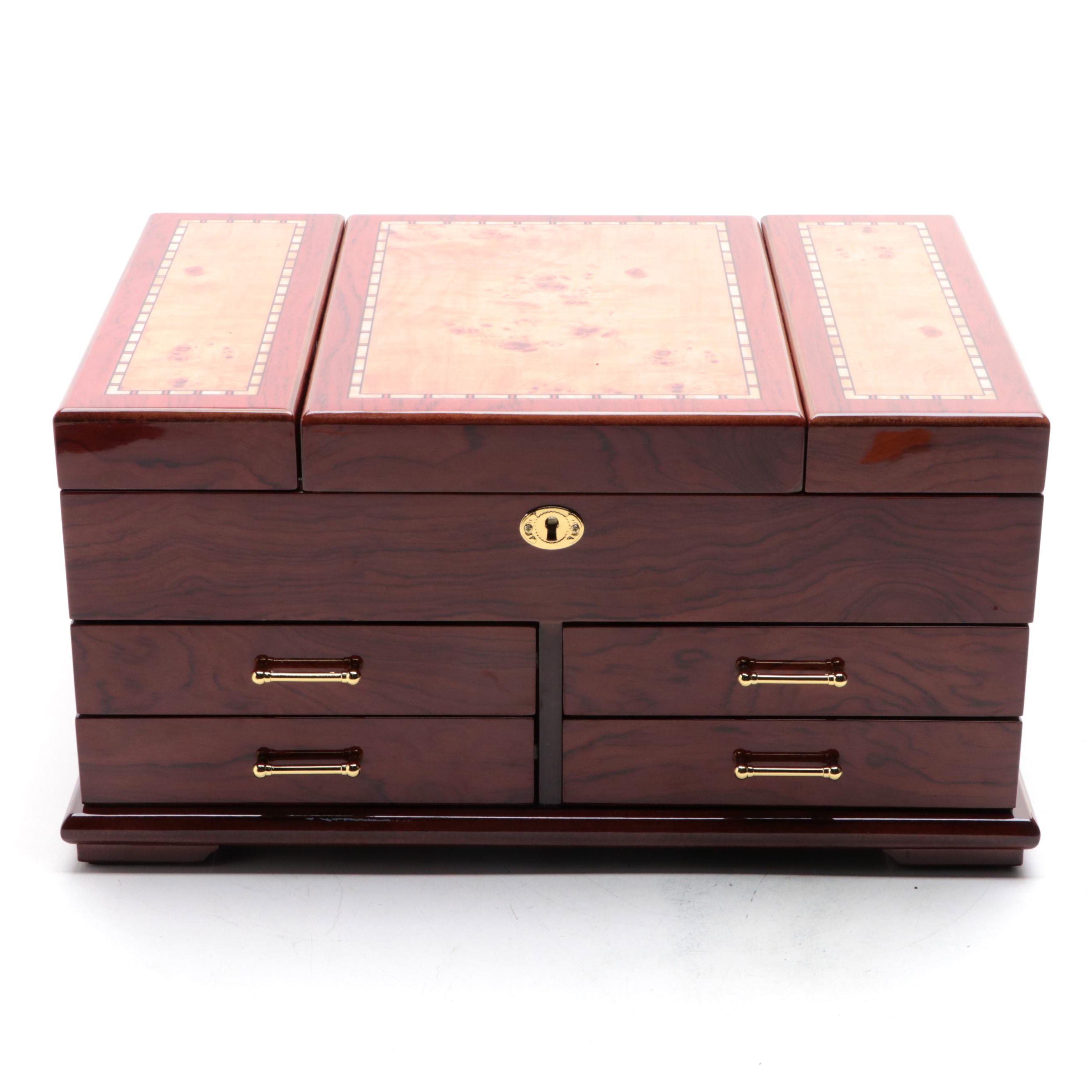 Jere High Gloss Burl Jewelry Box