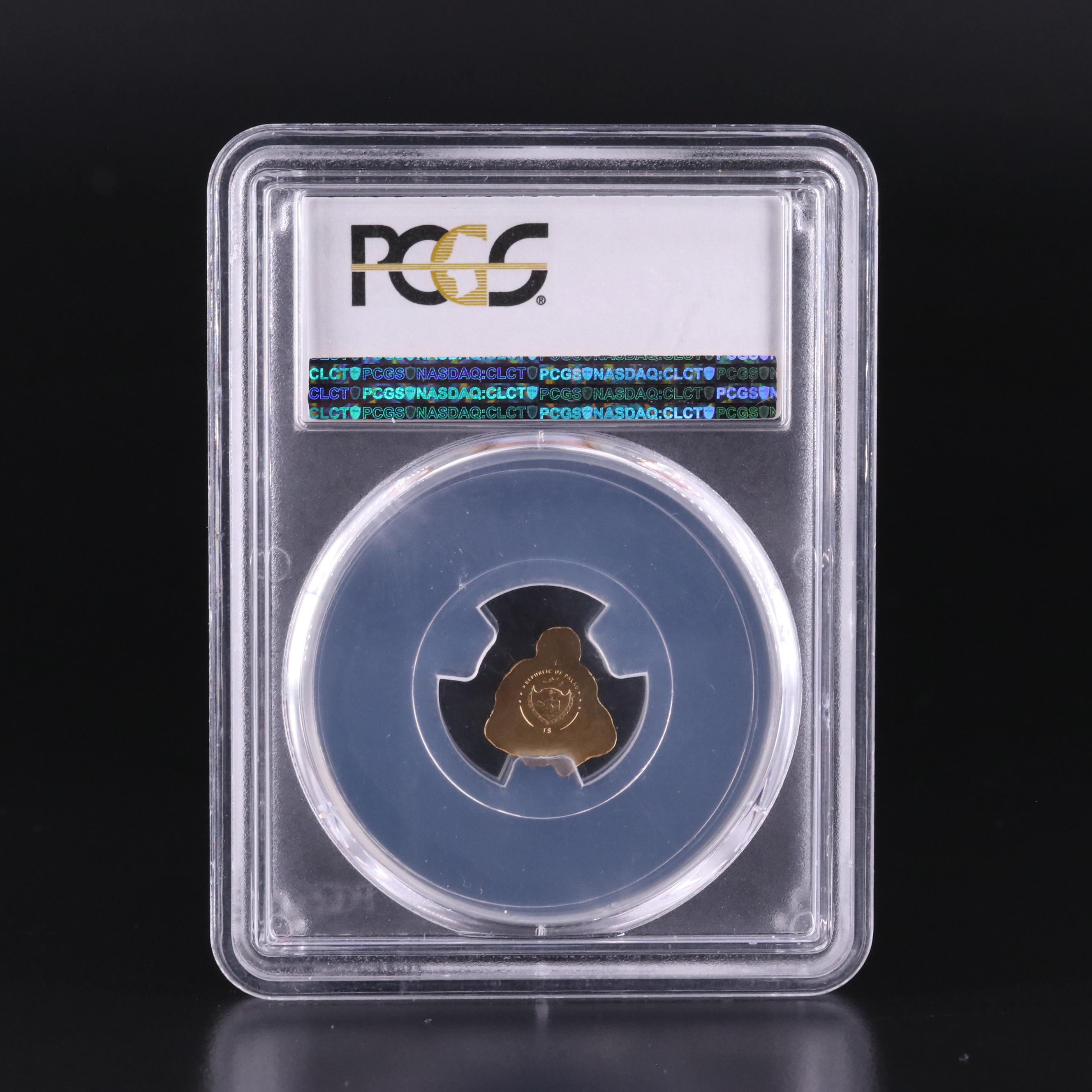 PCGS Graded MS70 (2017) Palau "Laughing Buddha" $1 Gold Coin