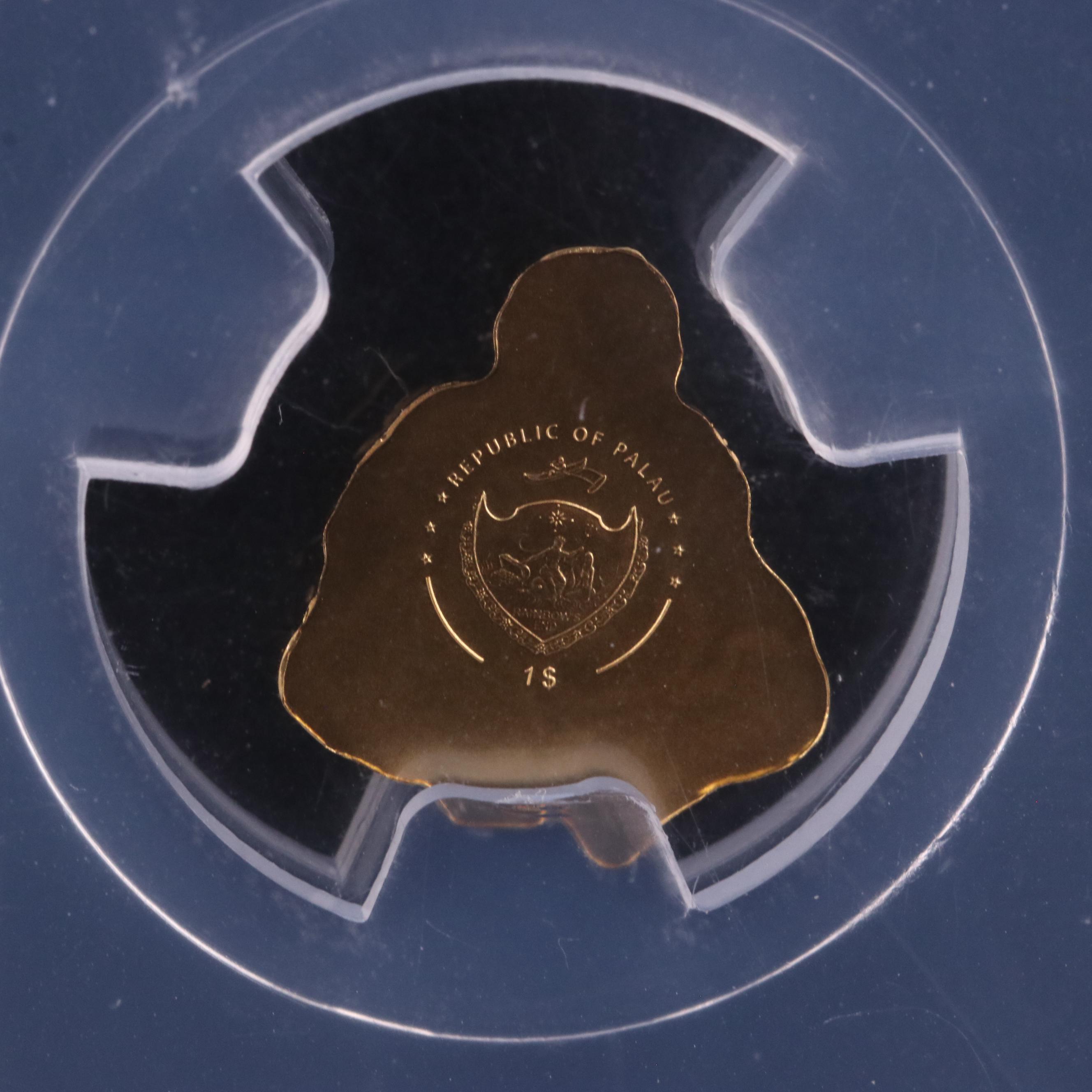 PCGS Graded MS70 (2017) Palau "Laughing Buddha" $1 Gold Coin