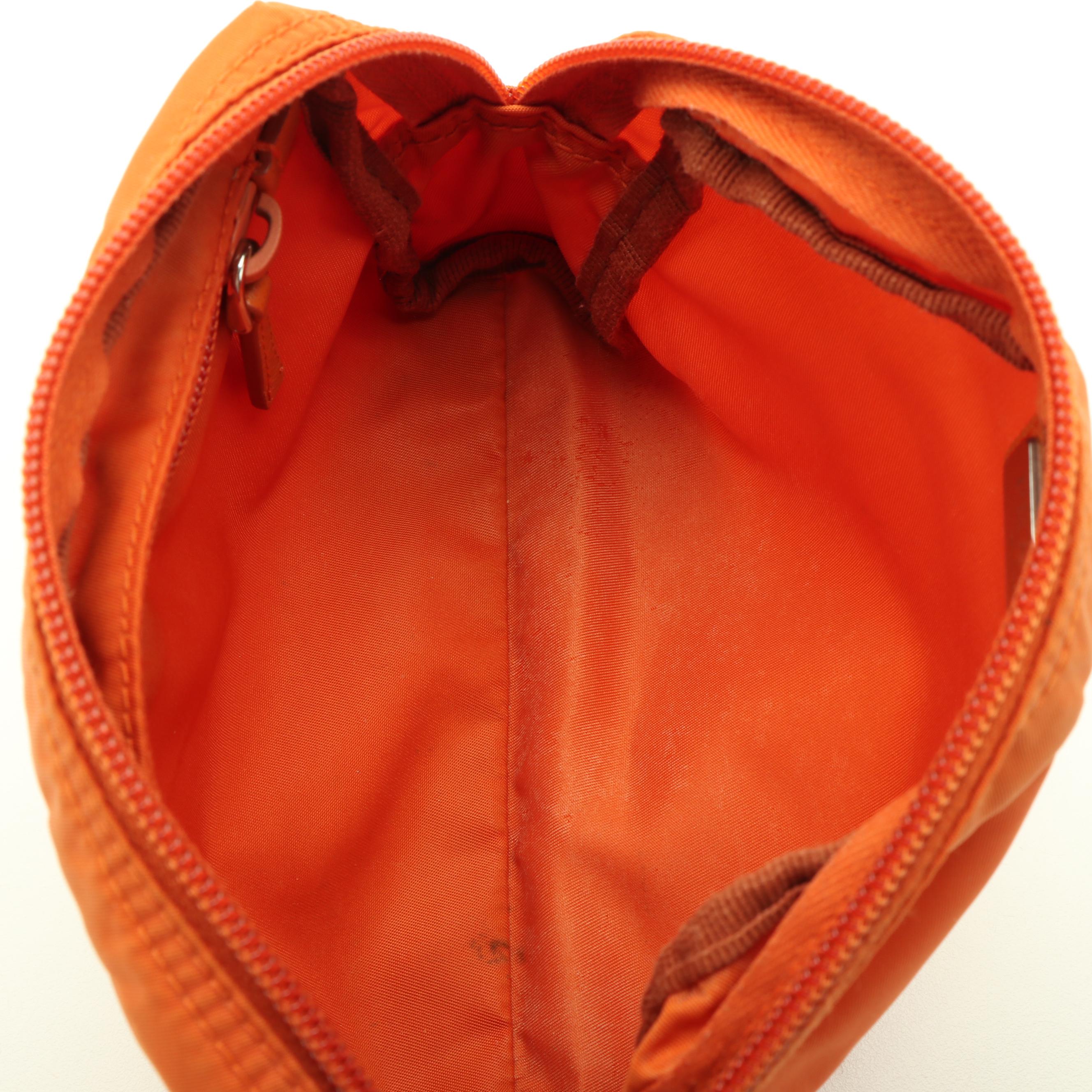 Prada Tessuto Orange Nylon Cosmetic Pouch
