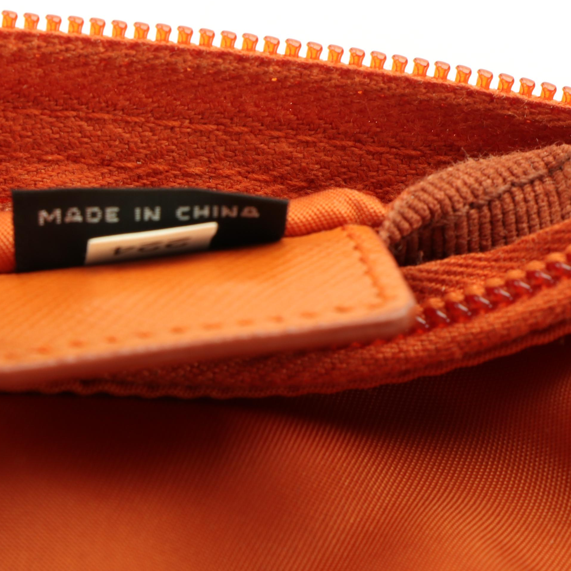 Prada Tessuto Orange Nylon Cosmetic Pouch