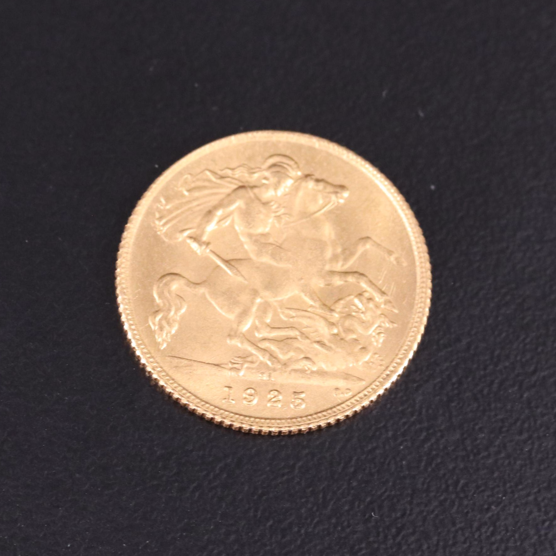 1925 South African Half Sovereign Gold Coin, George V