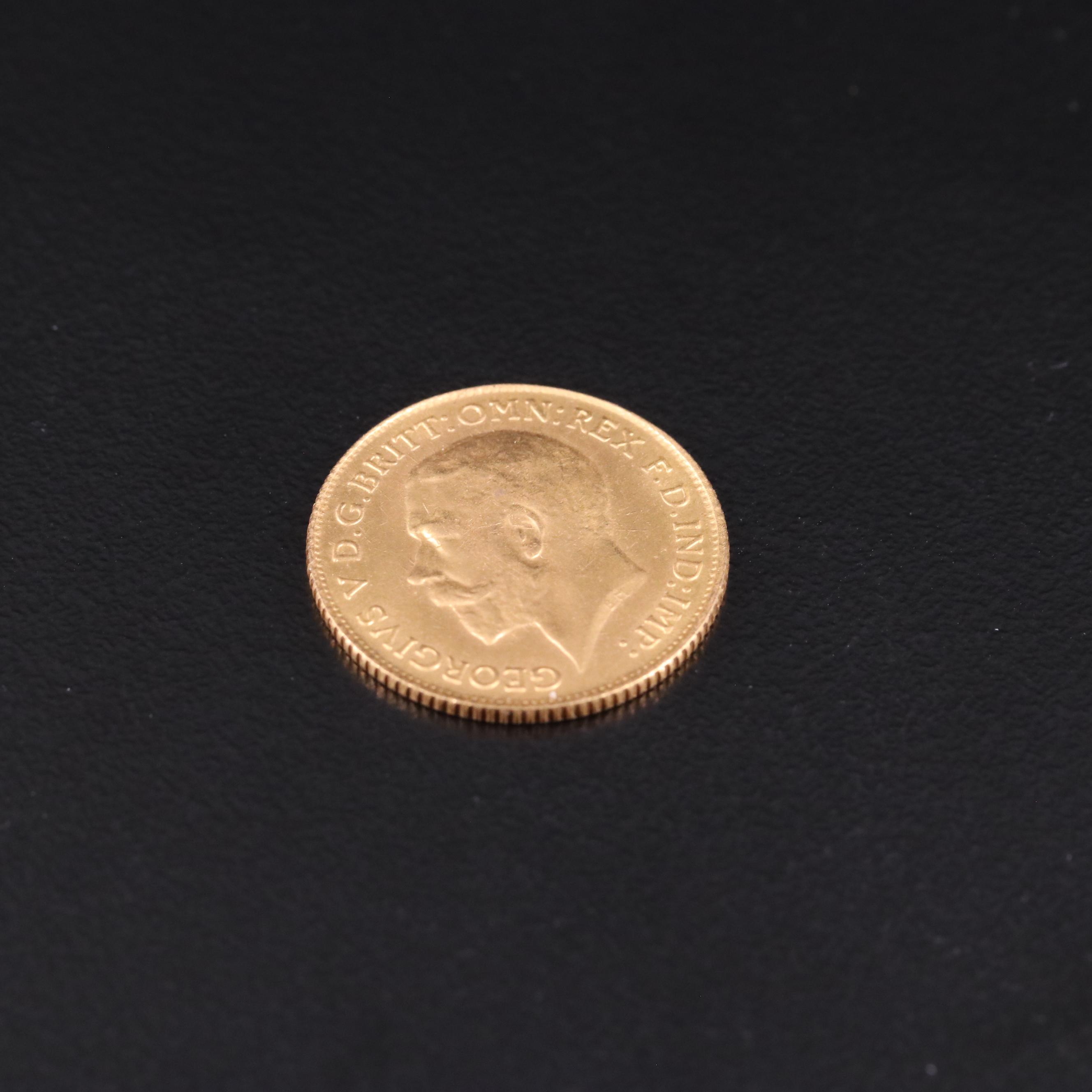 1925 South African Half Sovereign Gold Coin, George V